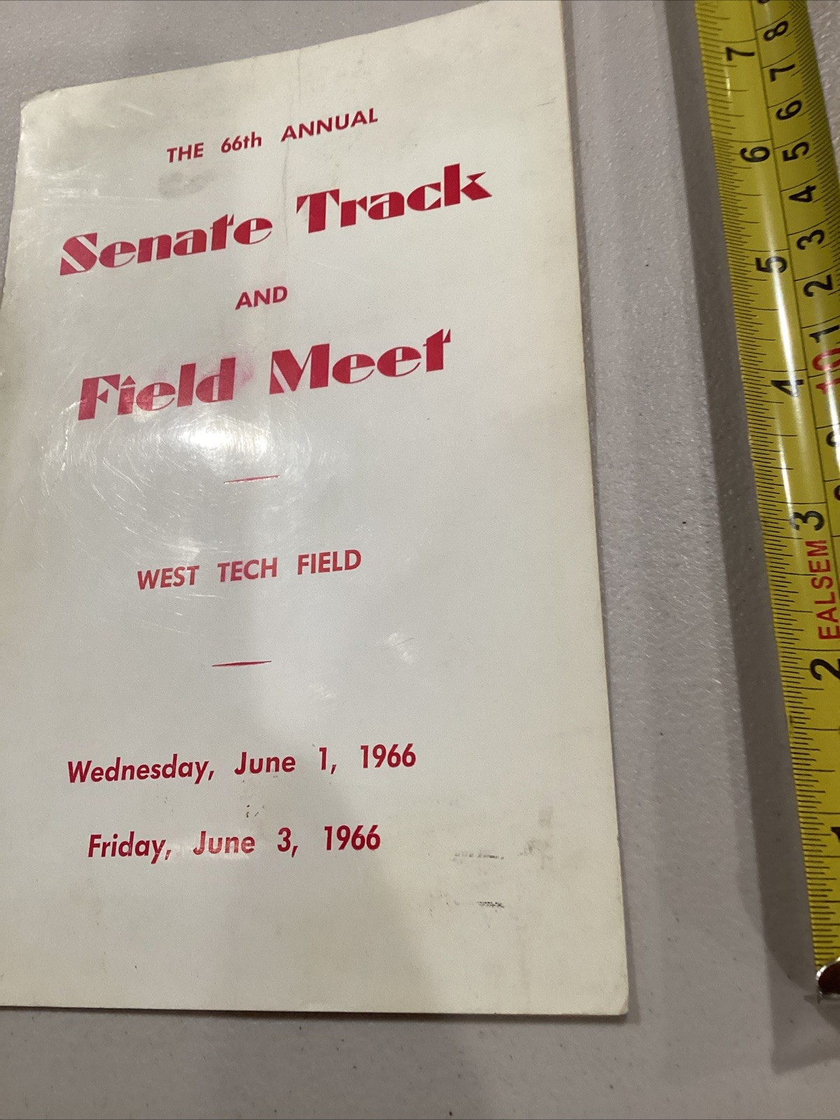 1966 66th Annie, Senate Track & Field Meet West Tech Field Program Scorecard