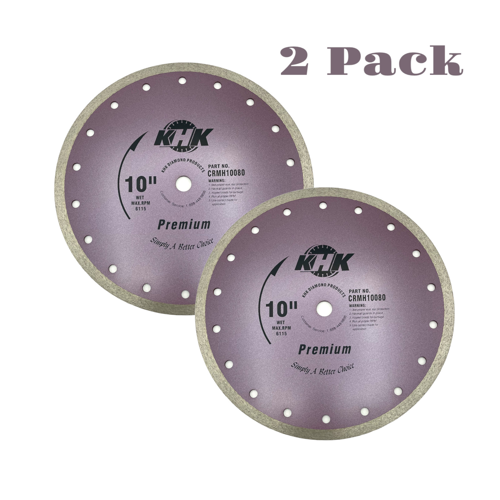 2PK 10" Diamond Marble Saw Blade Continuous Rim Wet Tile Soft Stone 5/8" Arbor