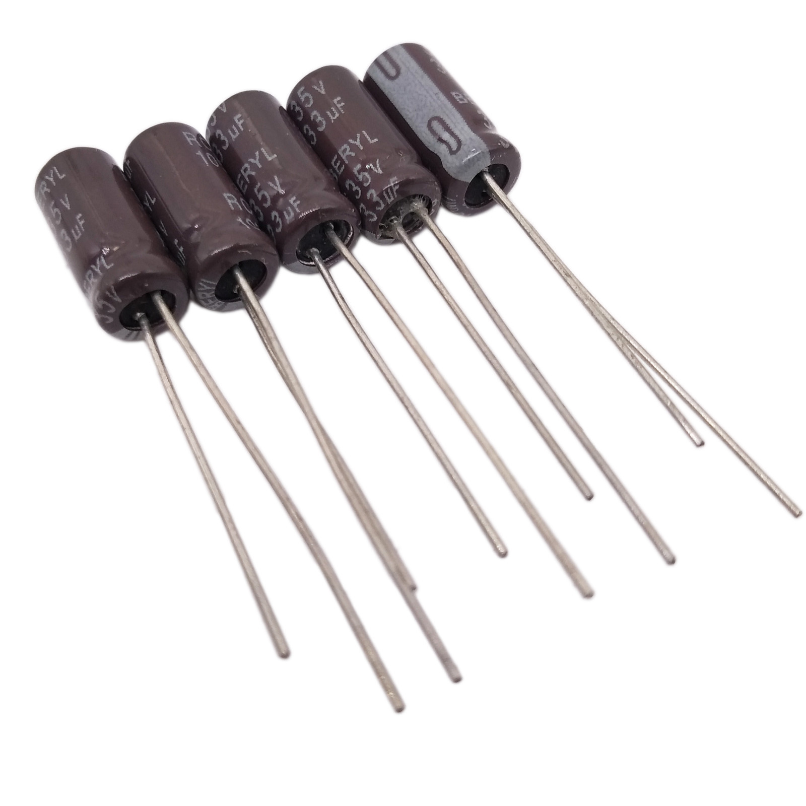 US Stock 50pcs Electrolytic Capacitors 33uF 33mfd 35V +105℃ Radial 5 x 12mm