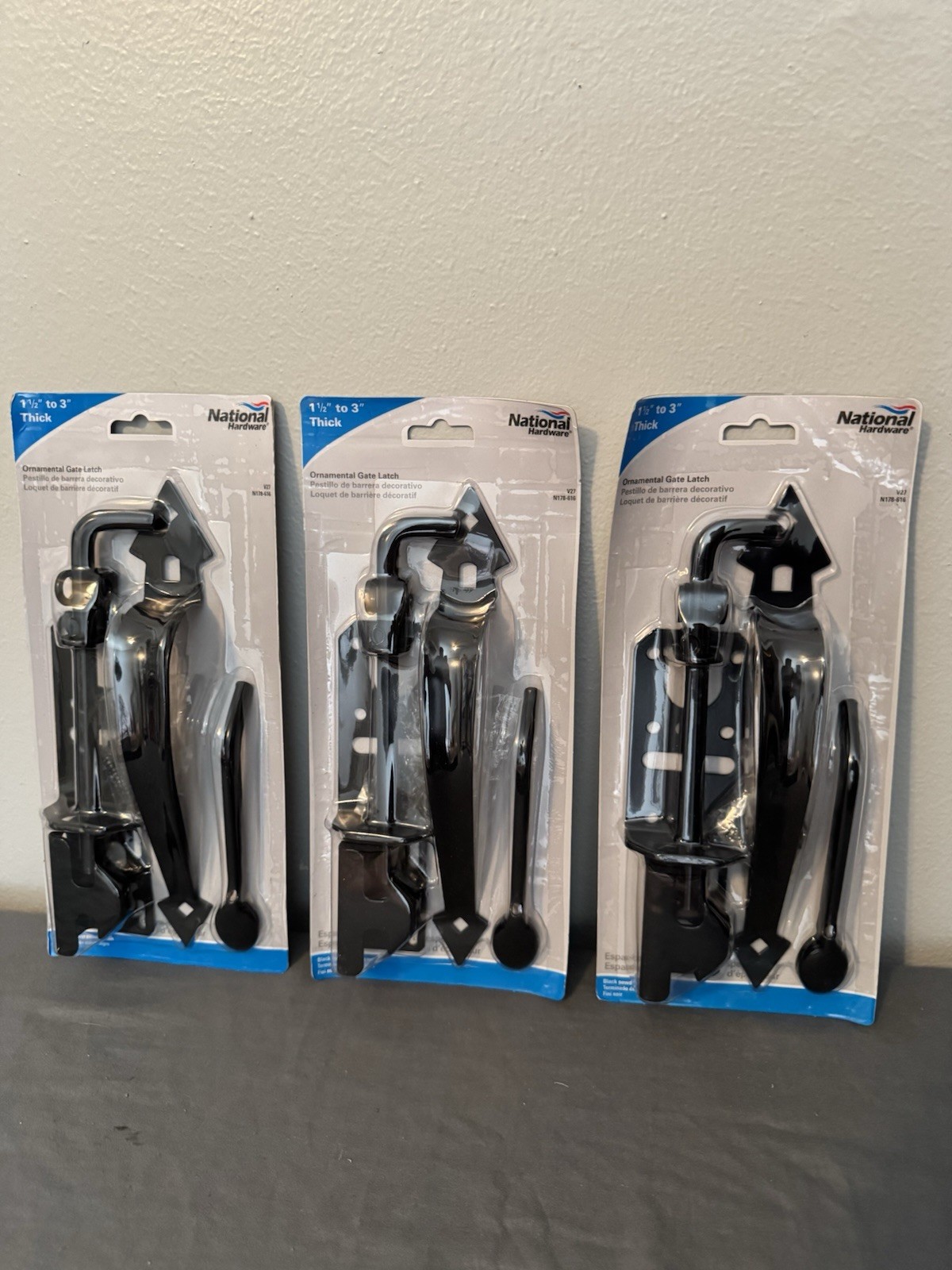 National Hardware N178-616 Ornamental Gate Latch Black V27 - Lot of 3 - NEW