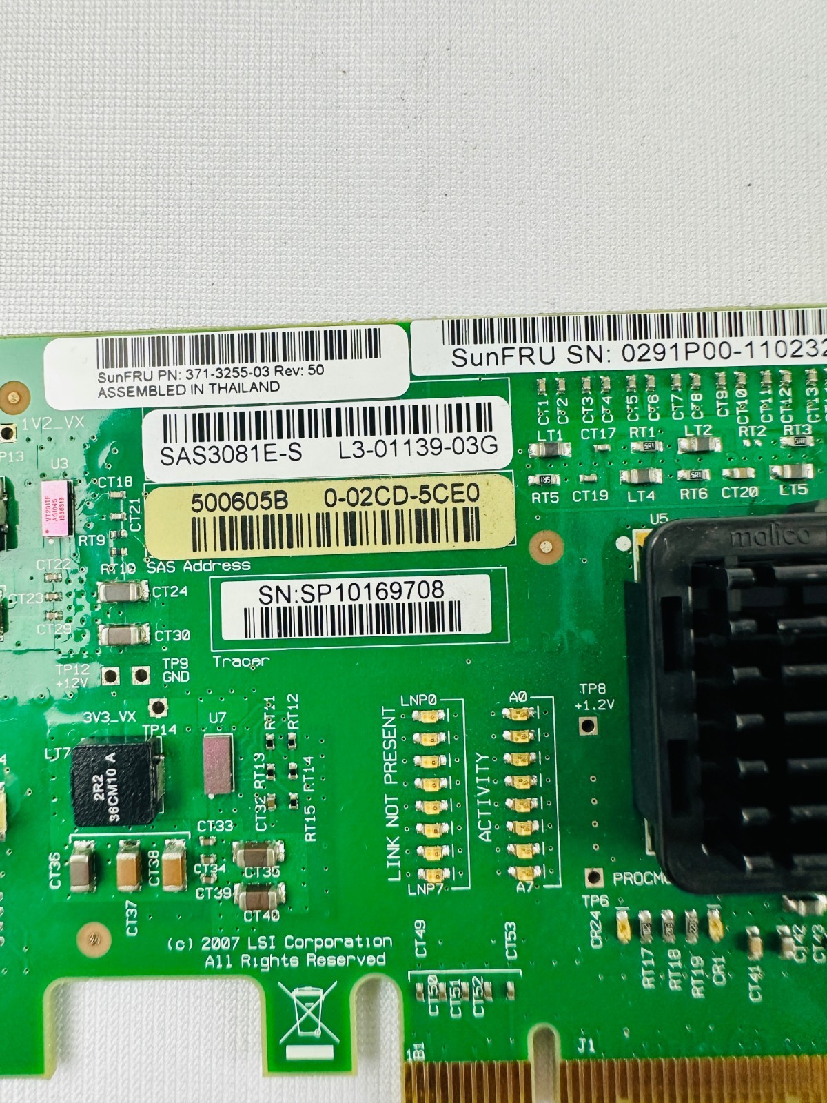 LSI Logic SAS3081E-S 371-3255-03 PCIe SAS / SATA Controller Card