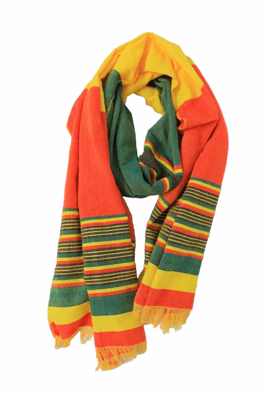 Ethiopian HANDMADE Cotton Scarf Ethiopia flag scarf African Rastafarian Scarf.