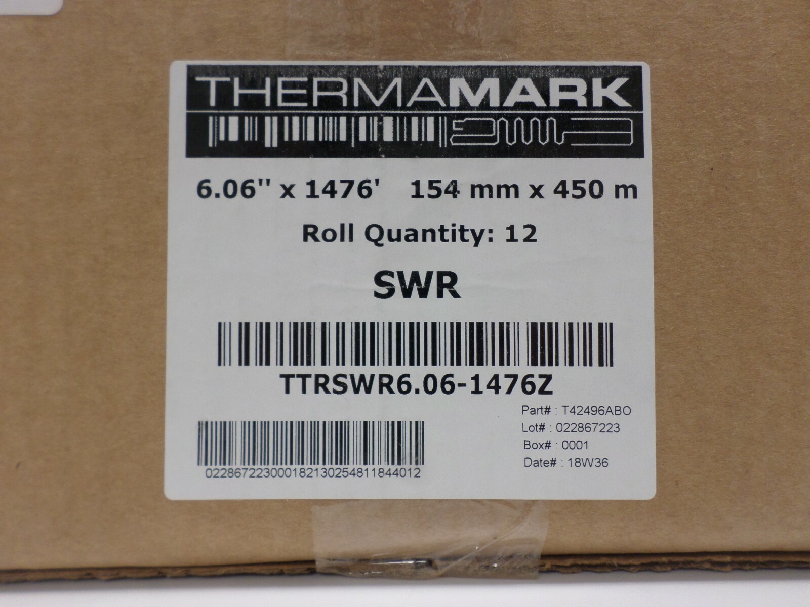 Thermamark Wax/Resin Thermal Transfer Ribbon  6.06" X 1476"  12/Case