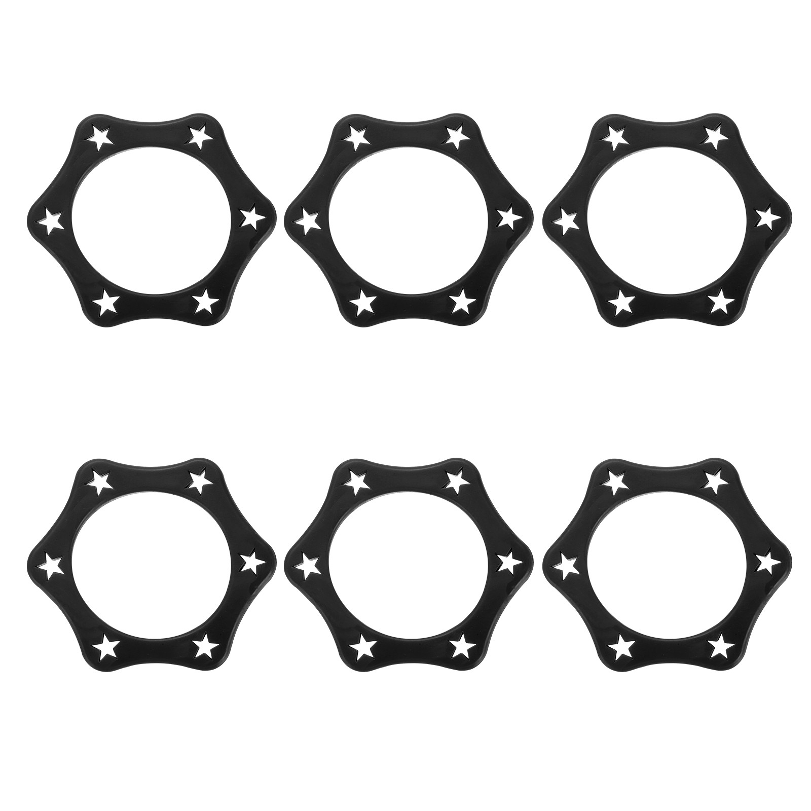 6 Pack 1.34" Hexagonal Rubber Mic Rolling Ring Black