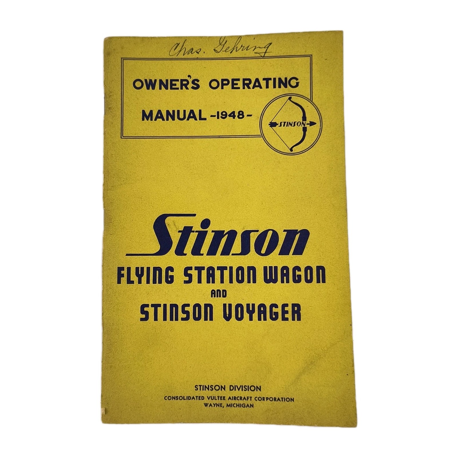 1948 Stinson Flying Station Wagon & Voyager Original Owner's Operating Manual L1