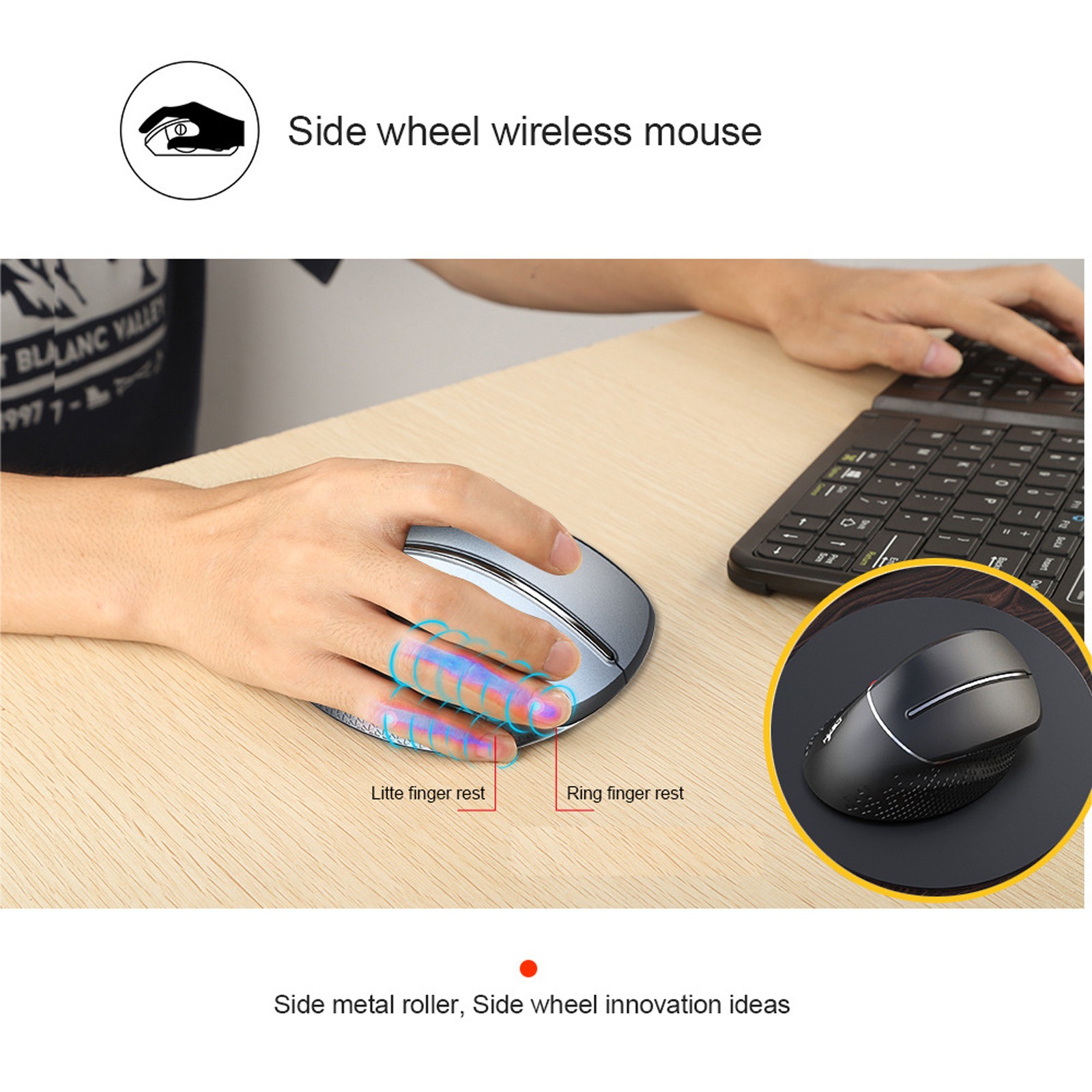 Wireless Vertical Mouse 2.4G Ergonomic Vertical Gaming Mouse 6-Button Desig EBSE