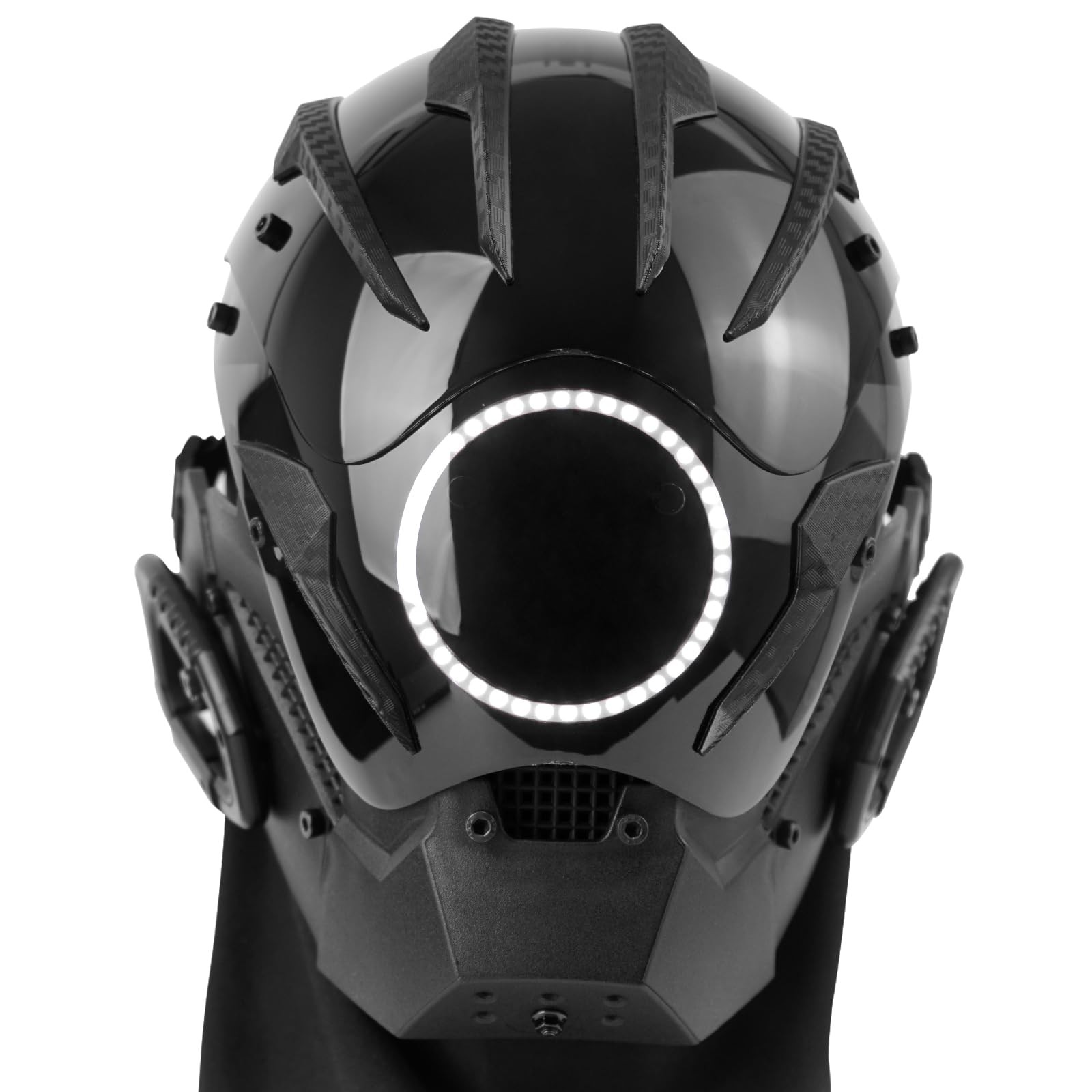Punk LED Mask for Men - Adjustable Strap, Neon Glow Sci-Fi Standard, White