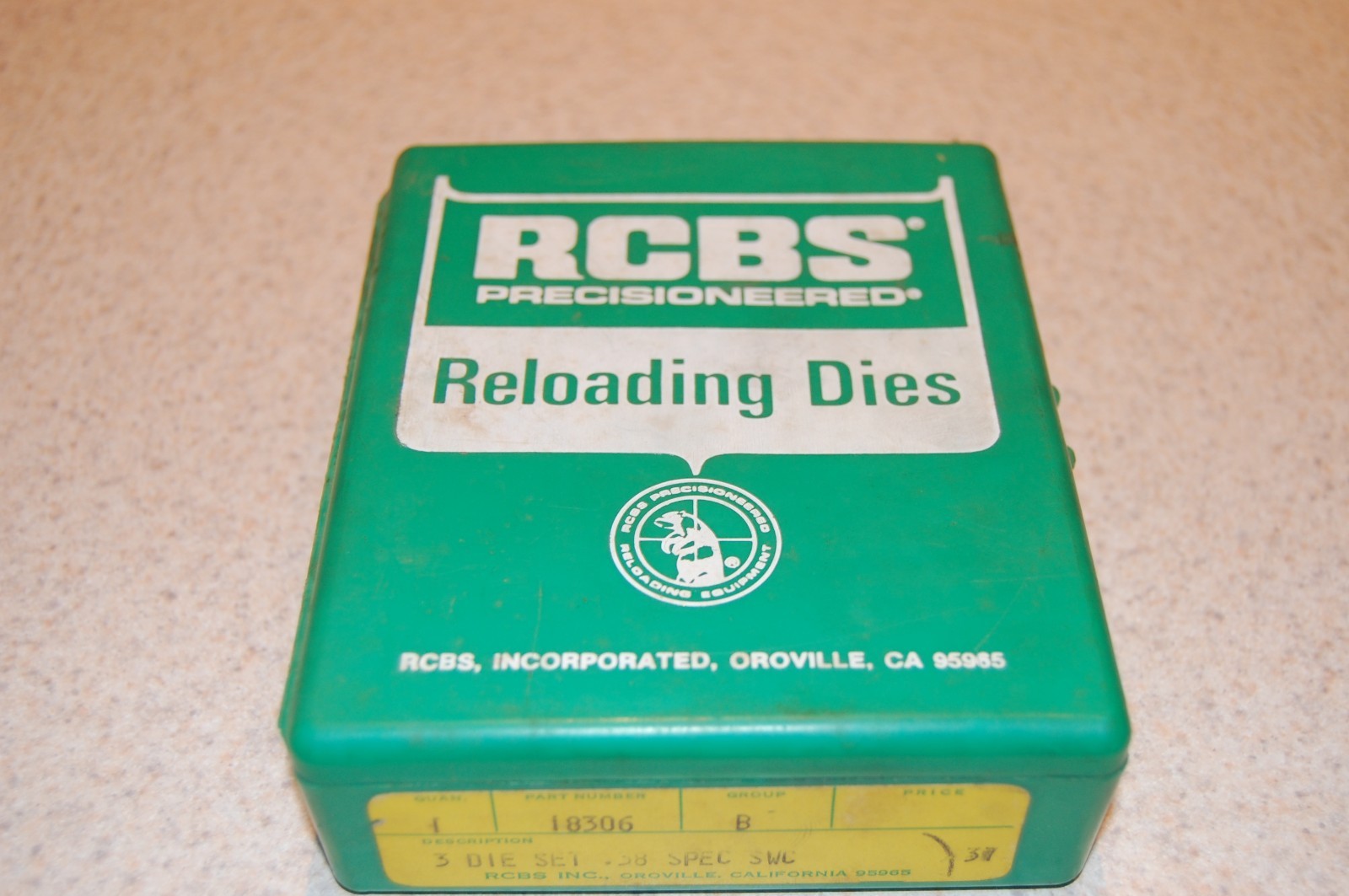 RCBS 18306 3 Die Set .38 Spec. SWC  Hard Plastic Case Excellent Condition