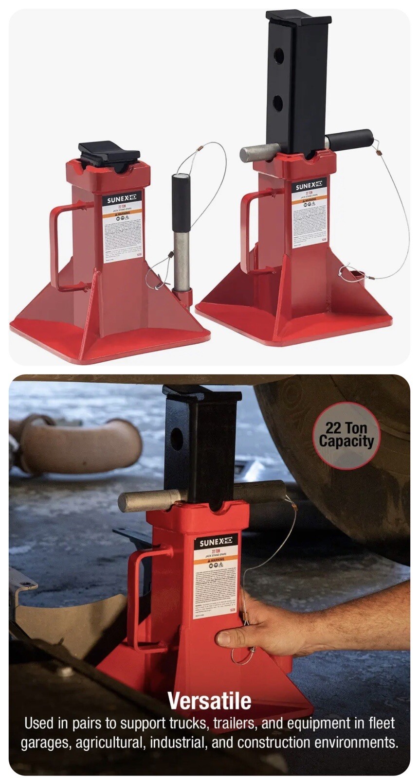 SUNEX TOOLS 1522A 22-Ton Jack Stands, Pair