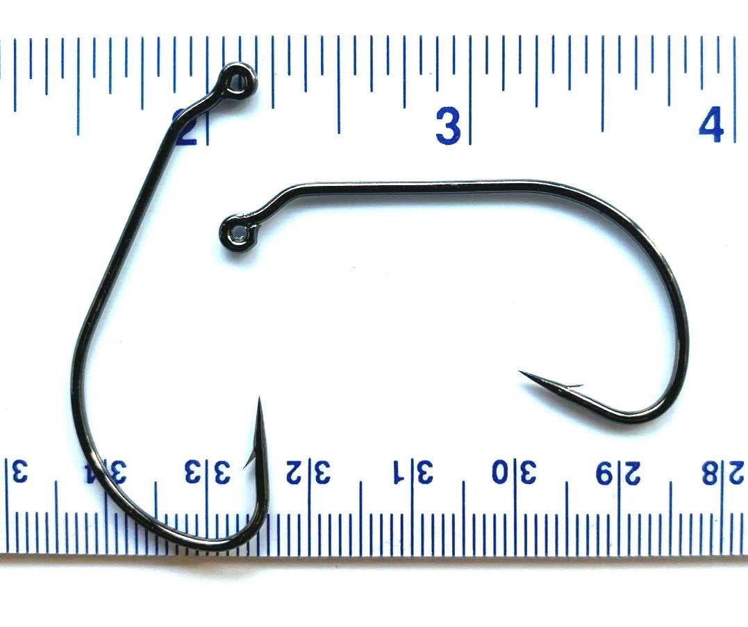 100 GT 91768 Black Nickel 28 Degree Wide Gap Jig Fish Hooks size 1/0