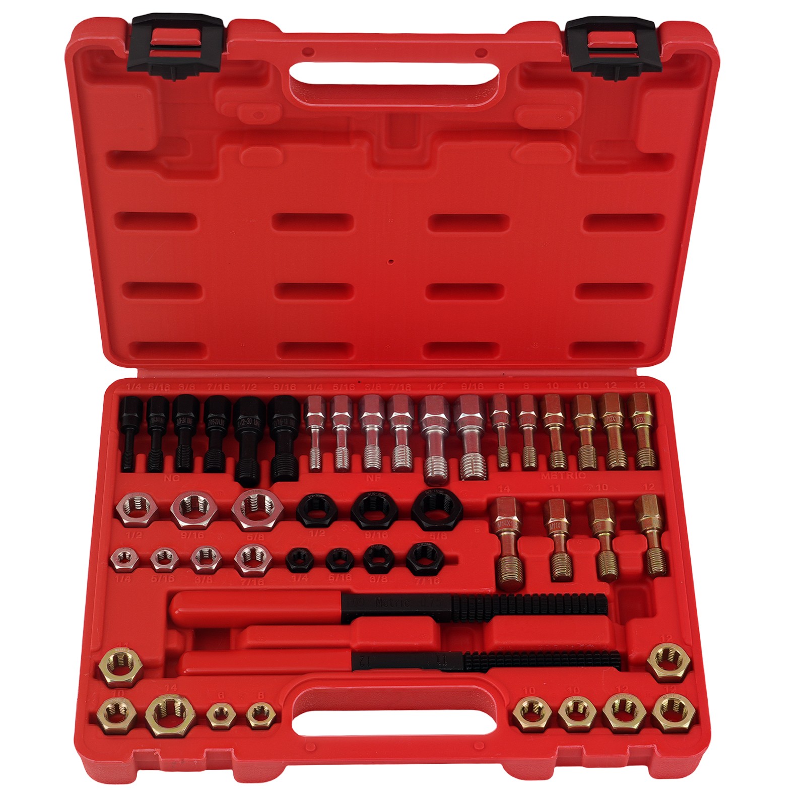 48Pc Tap and Die Set Thread Chaser Repair Kit Metric SAE Rethreading