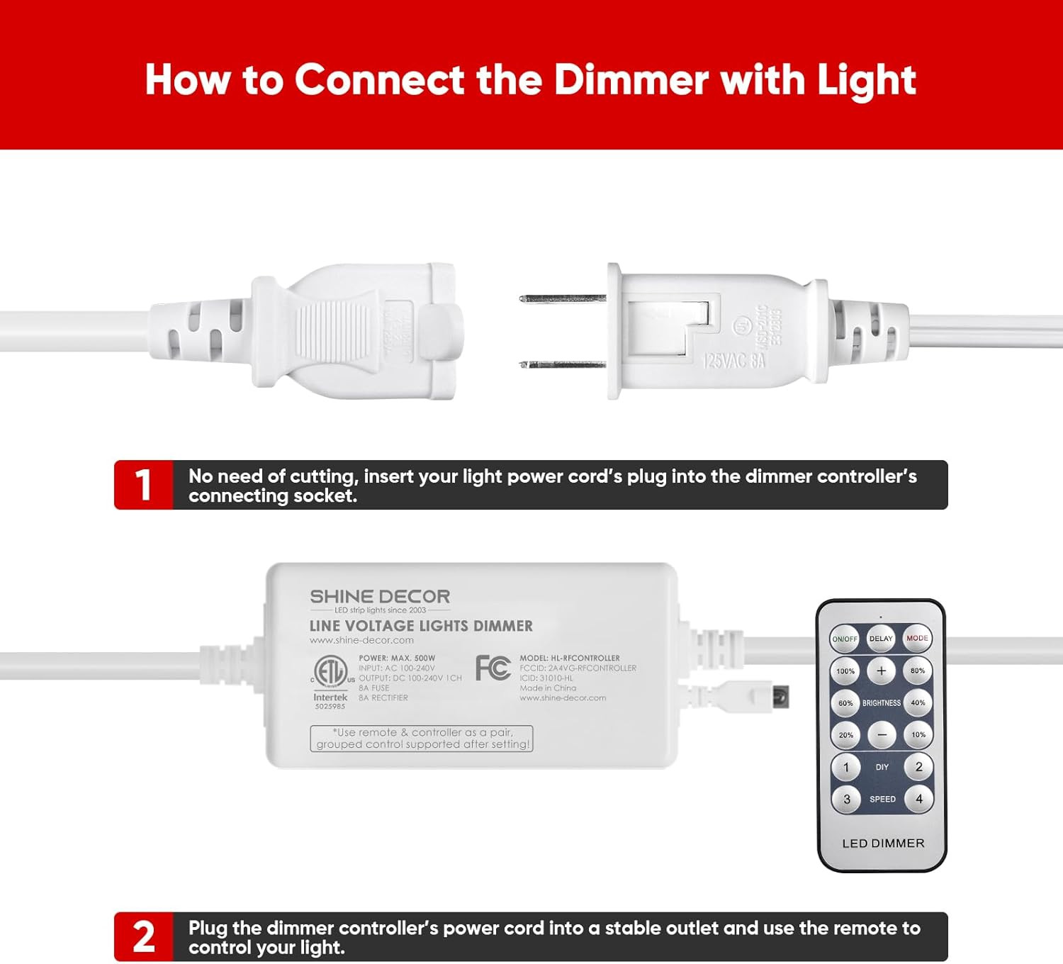 Upgraded Dimmer Remote & Proselect LED Neon Rope Lights Bundle