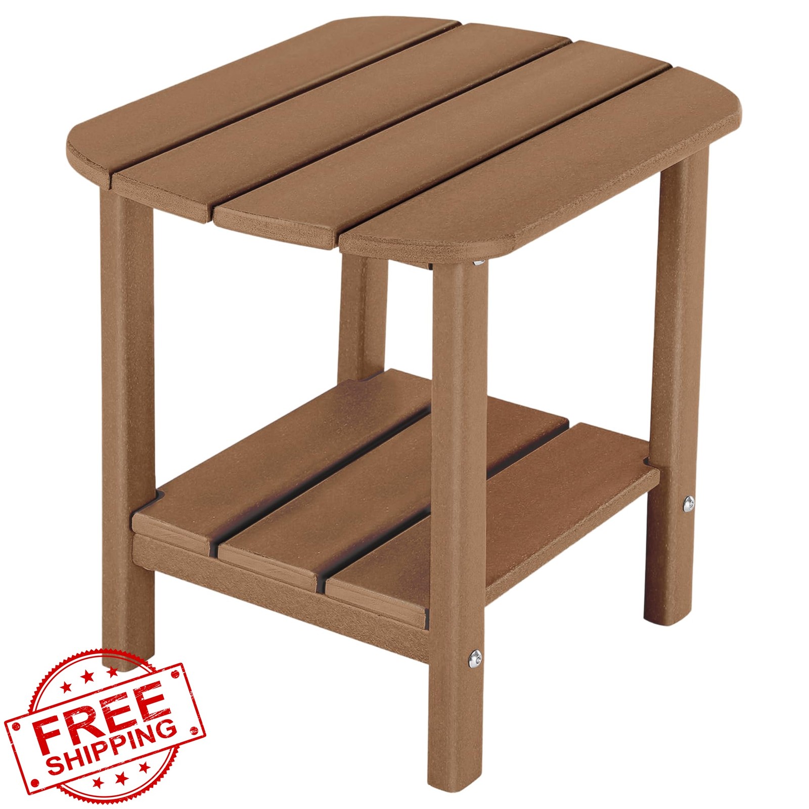 LZRS Oval Double Layer Side Table Brown Patio