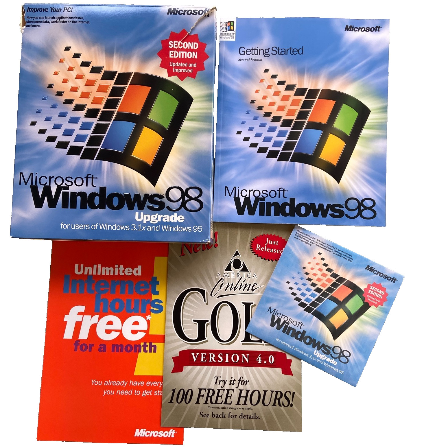 Microsoft Windows 98 Second Edition SE Upgrade Original Sleeve Box Art Book Key