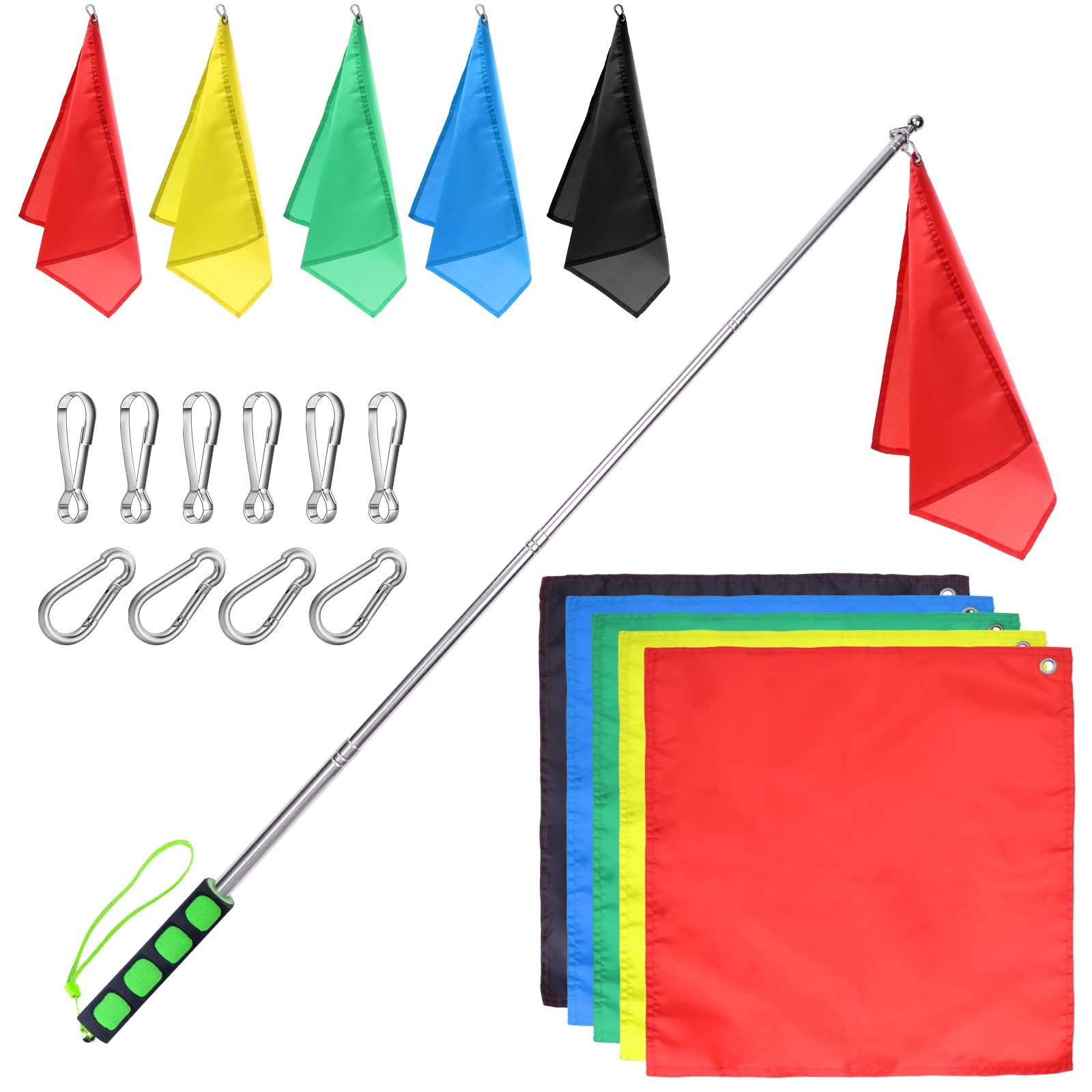 MANOPAWS 5Pcs Horse Training Flag and 55in Telescoping Pole 55 inches, Green