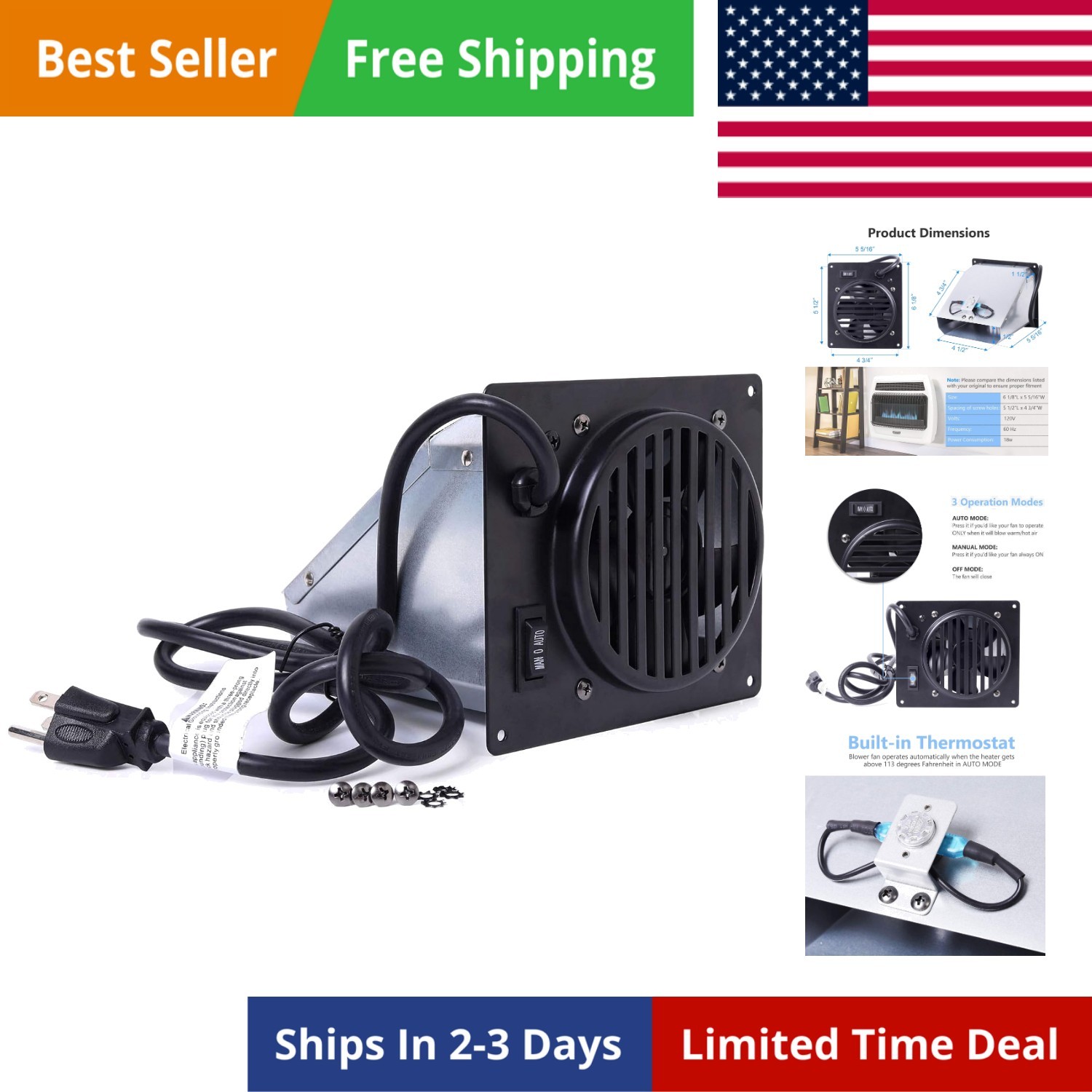 Vent-Free Wall Heaters Fan Blower for Mr. Heater, Dyna-Glo 30,000 BTU, Comfor...