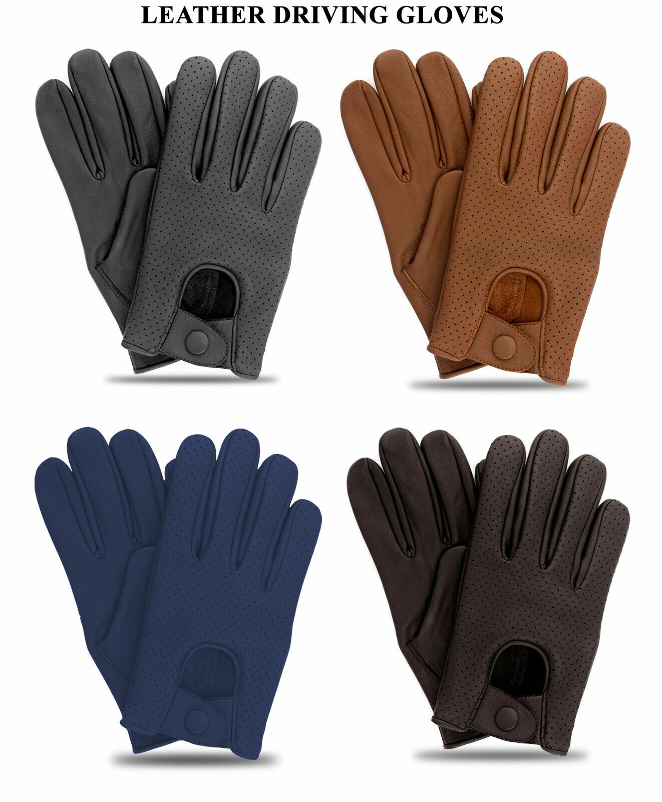 MENS CLASSIC VINTAGE DRIVING GLOVES SOFT GENUINE REAL LAMBSKIN LEATHER MESH