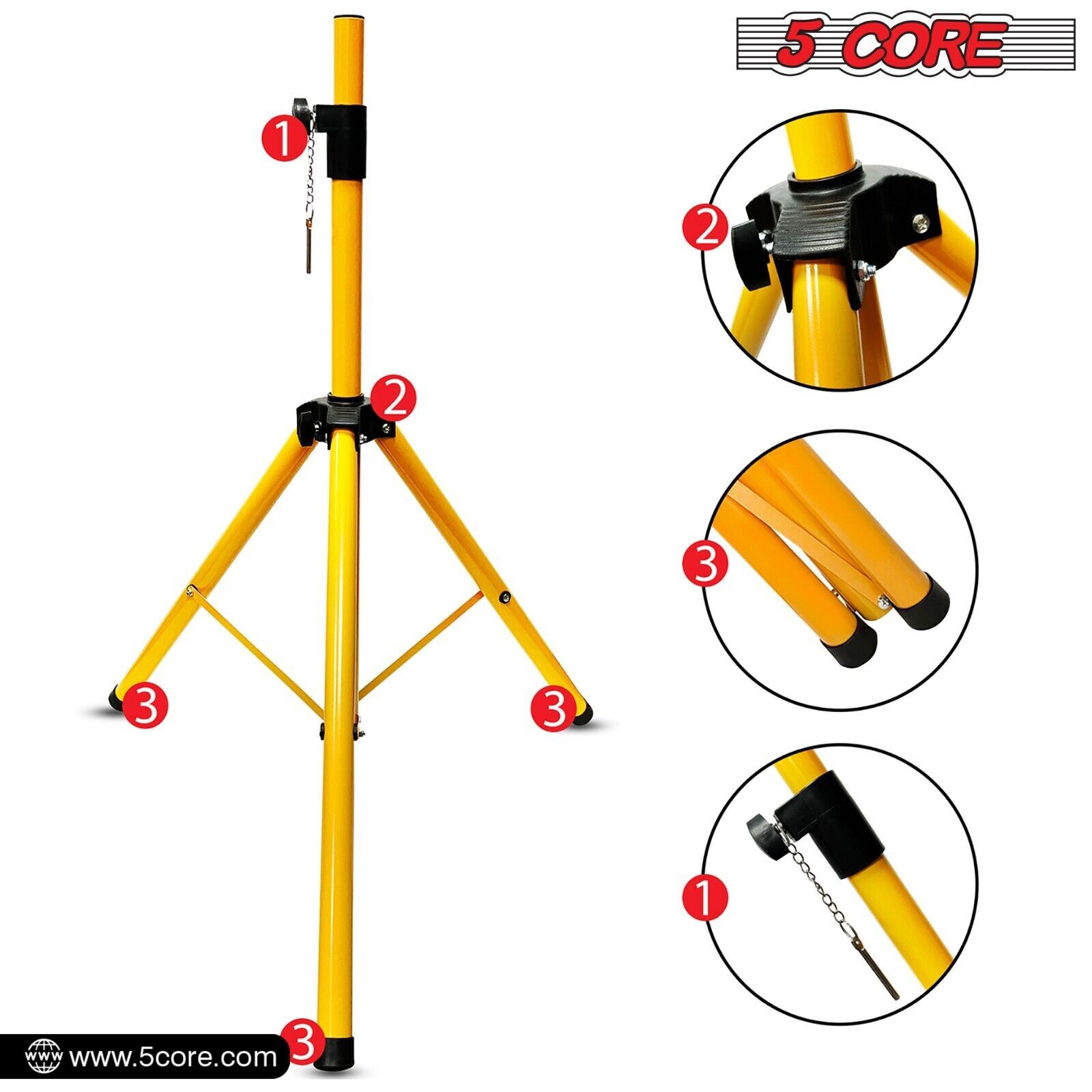 5Core Speaker Stand Tripod Tall Adjustable 72 Inch DJ Studio Monitor Pair Stands