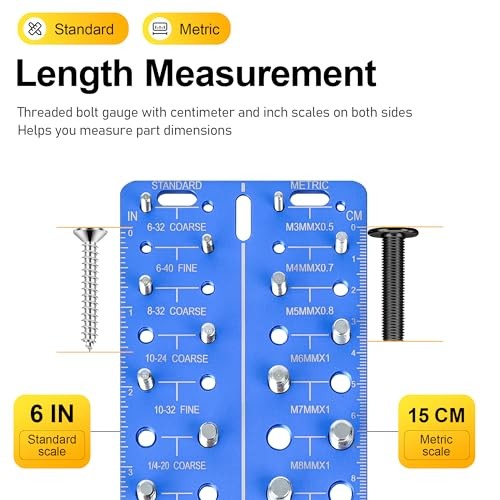30-in-1 Nut & Bolt Thread Checker – Standard & Metric Thread Gauge Tool with