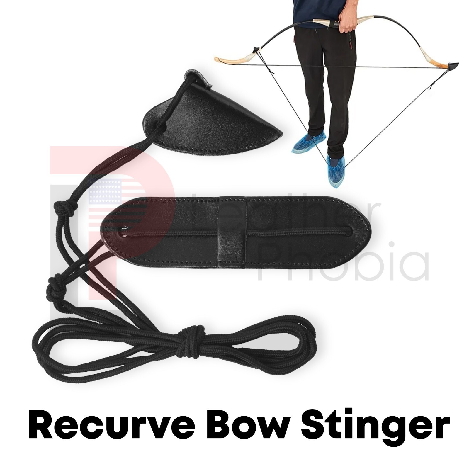 Traditional 4 Leather Bow Stringer Archery Bowstring Recurve Longbow Tool Rope