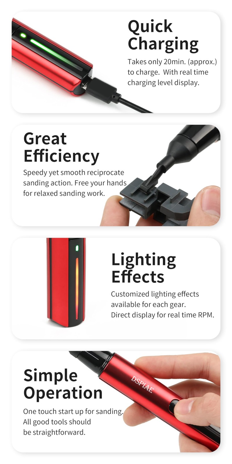 Electric Reciprocating Sander â€“ Precision Multi-Speed Sanding Tool with Fin...