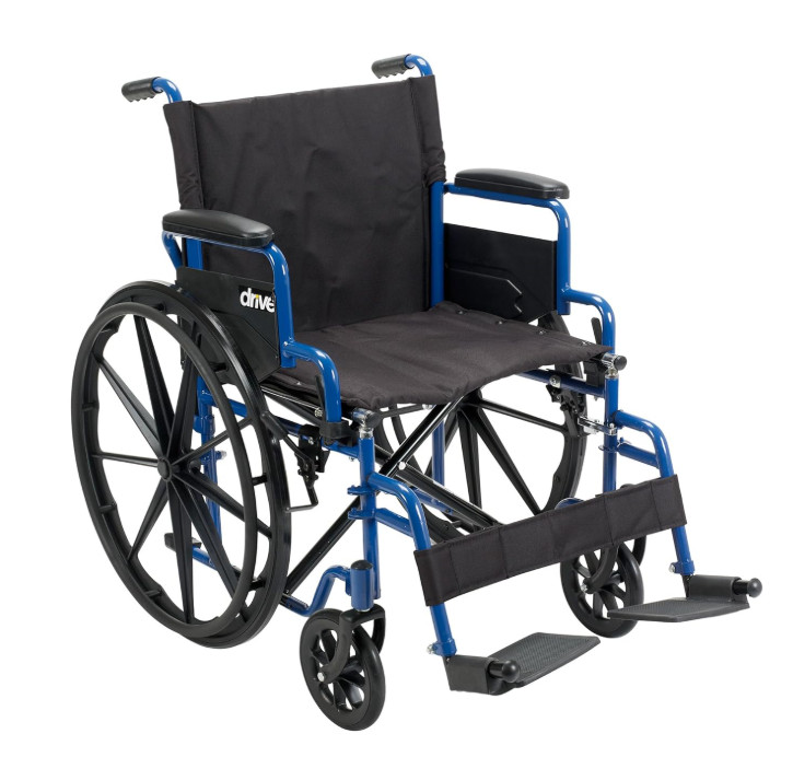 Drive Medical Blue Streak Lightweight Wheelchair - 20" Seat - Portable Folding