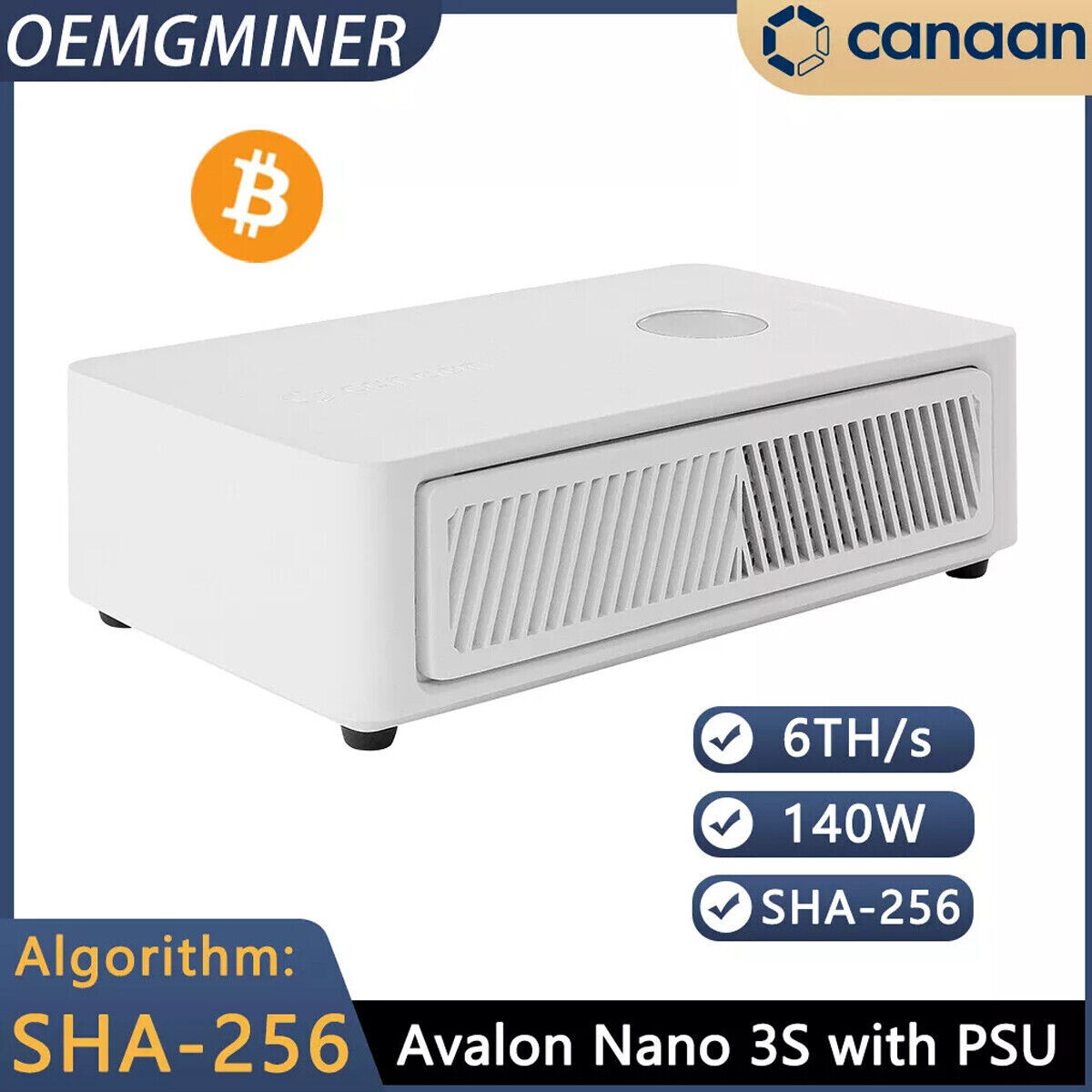 Canaan Avalon Nano 3S 6TH/s  (with PSU) Shipped EU Plug Solo Miner For EU