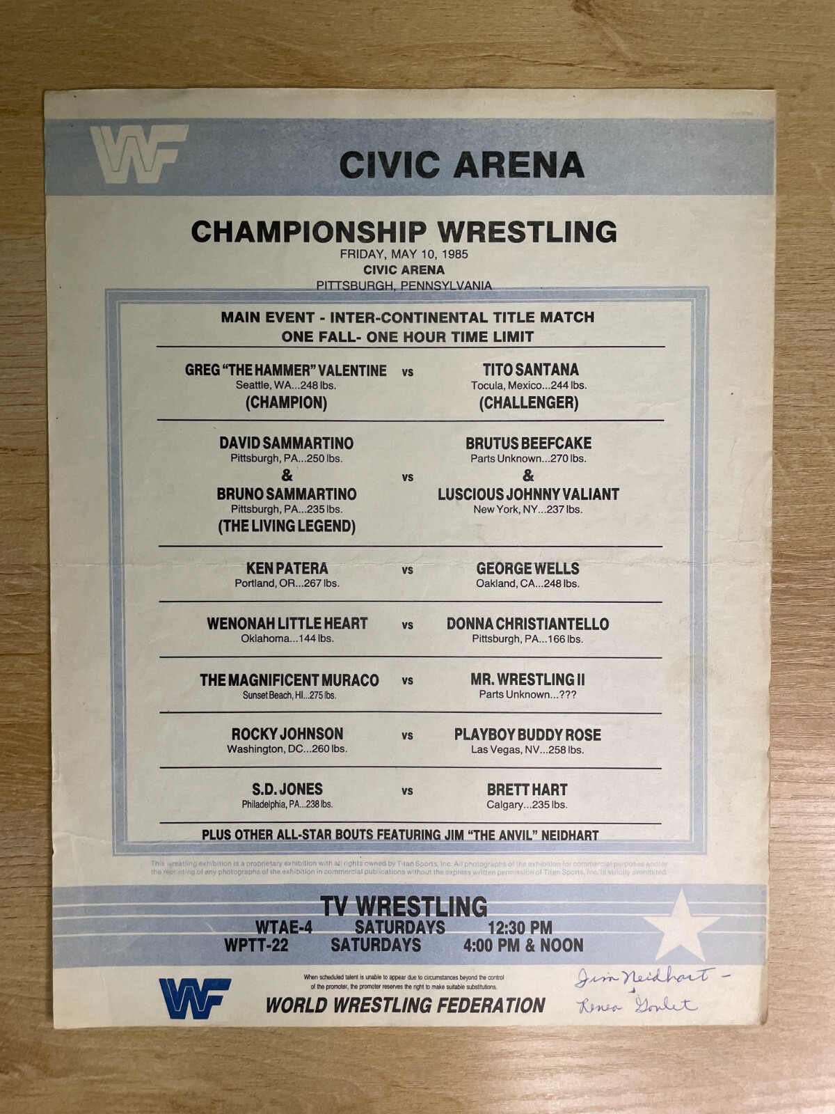 Vintage WWF Program #124 Vendettas Still Seethe B2783