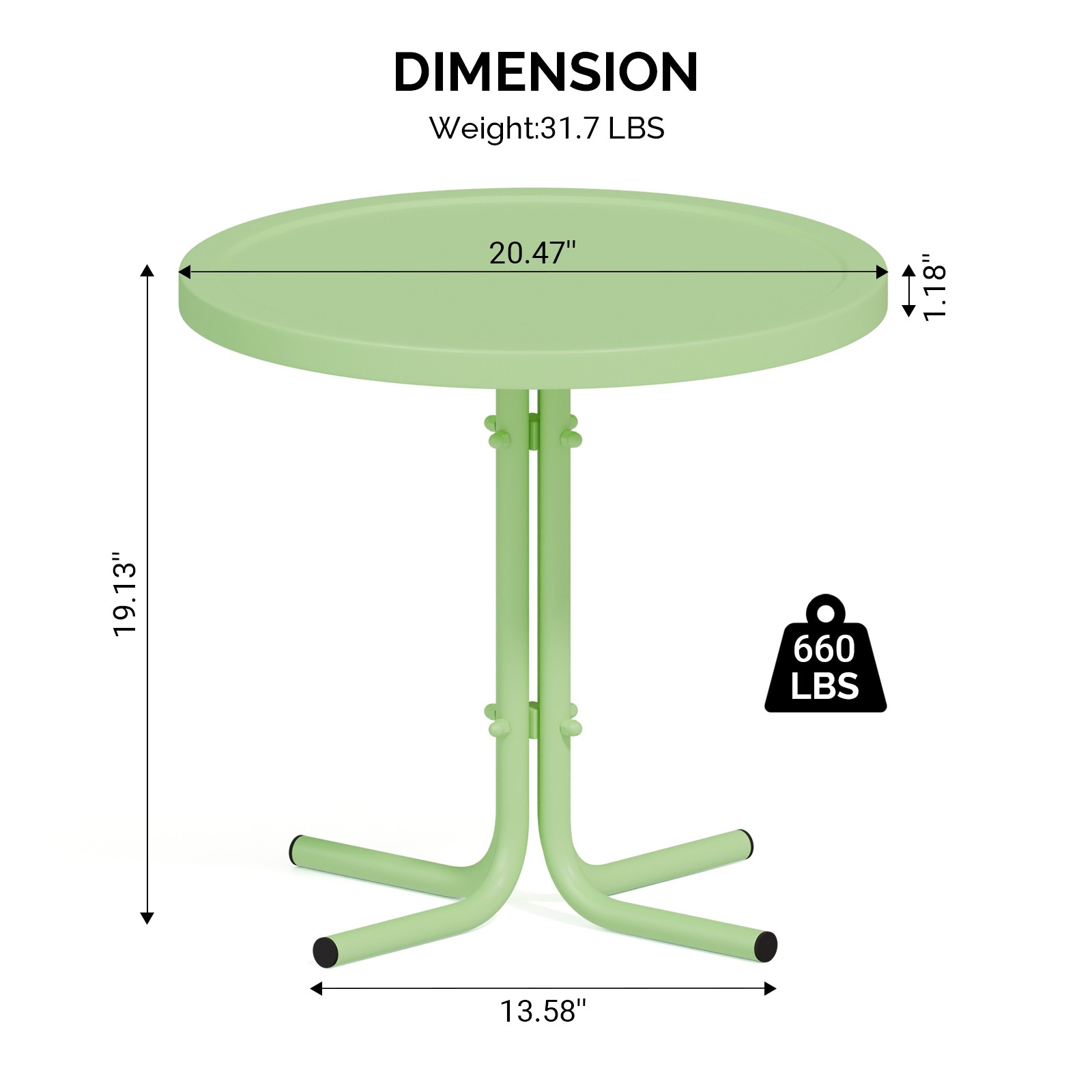 20" Weather Resistant Side Table In/Outdoor Portable Patio Coffee L-Shaped Leg