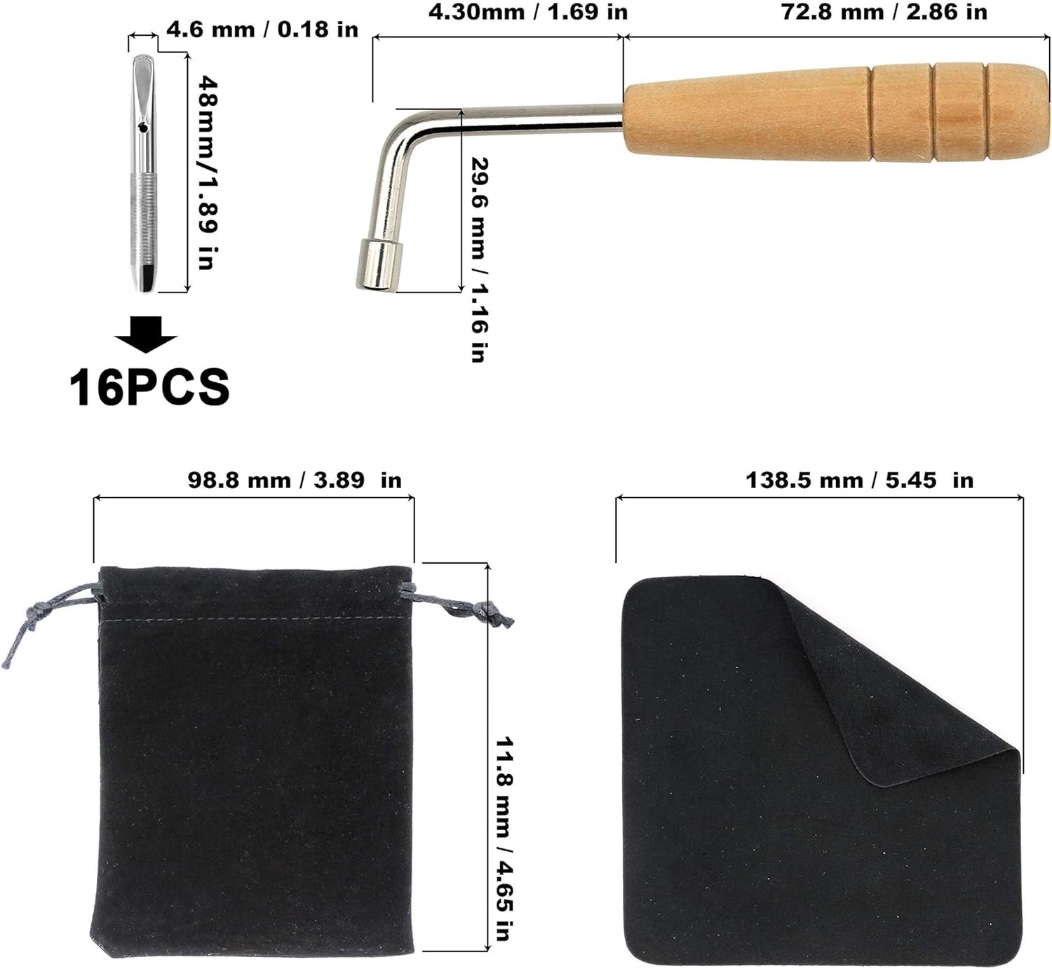 16 PCS Tuning Pin Widely Used for Lyre Harp Zithers Harpsichord and Other Prim..