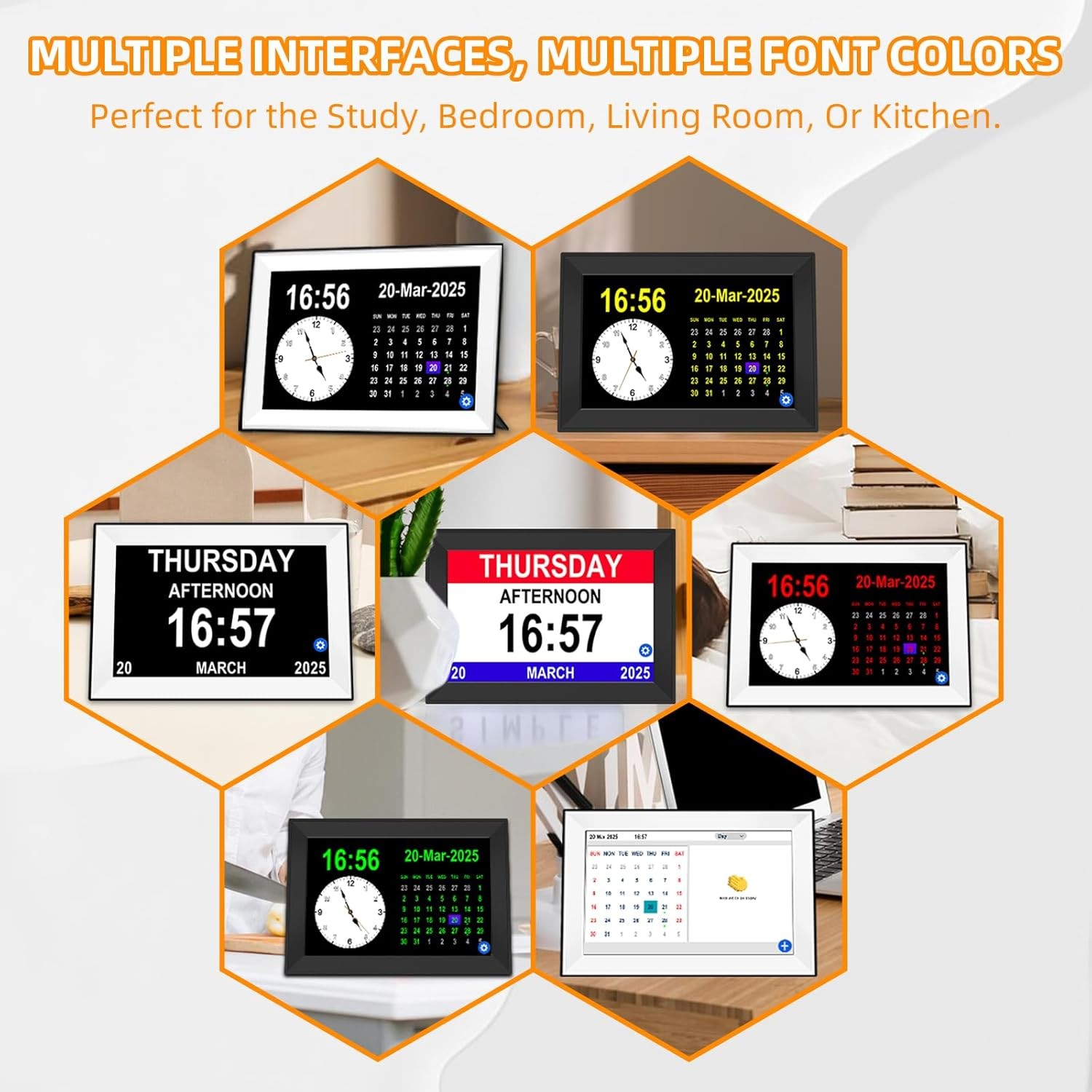 10.1-inch touchscreen digital clock, specially designed for the elderly.