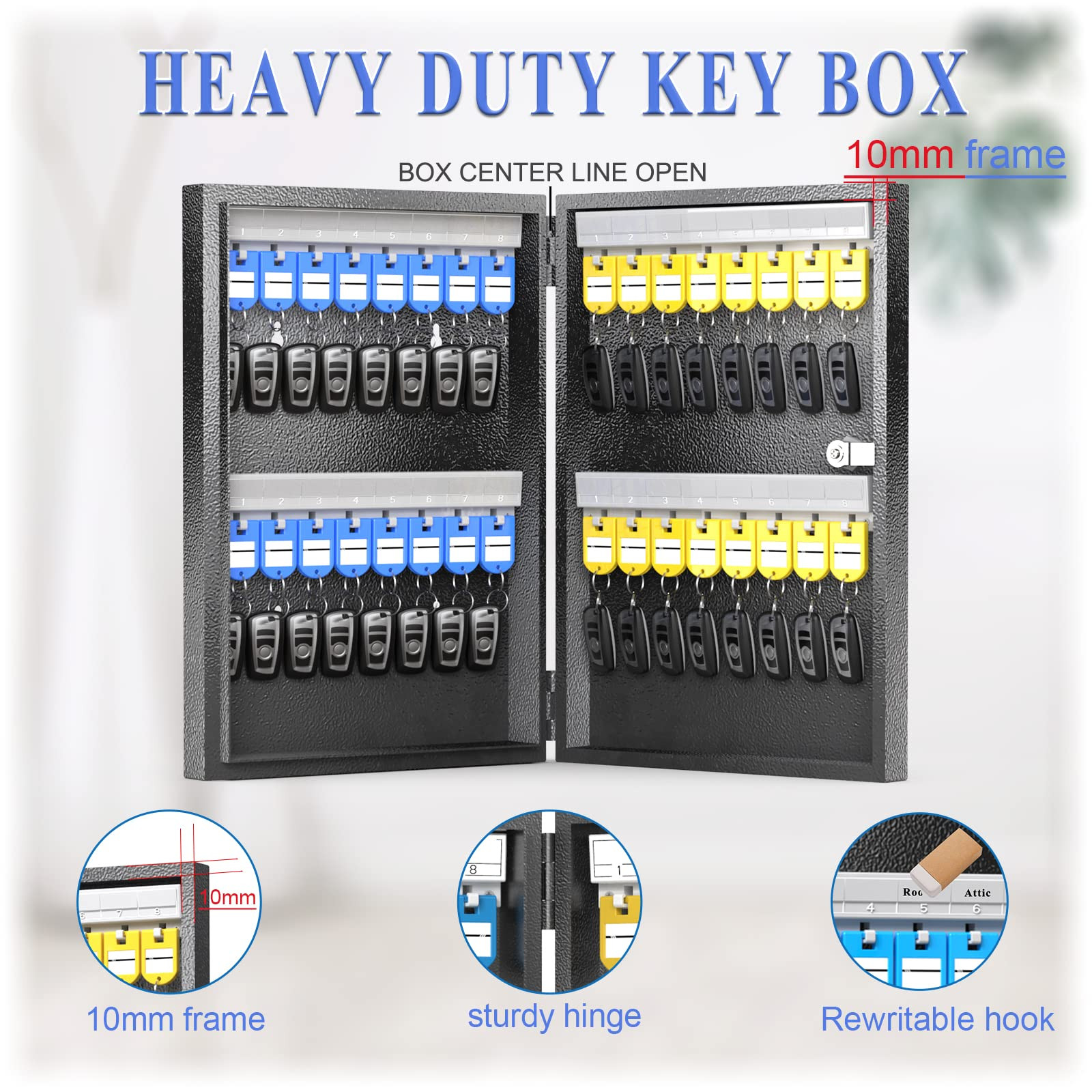 32 Key Cabinet Organizer, Key Lock Box, Key Safe Security Storage Lockbox Hol...