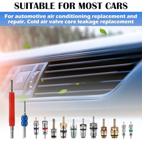 102PCS AC Valve Core Kit,Double Head AC Valve Core Removal Tool with 100PCS
