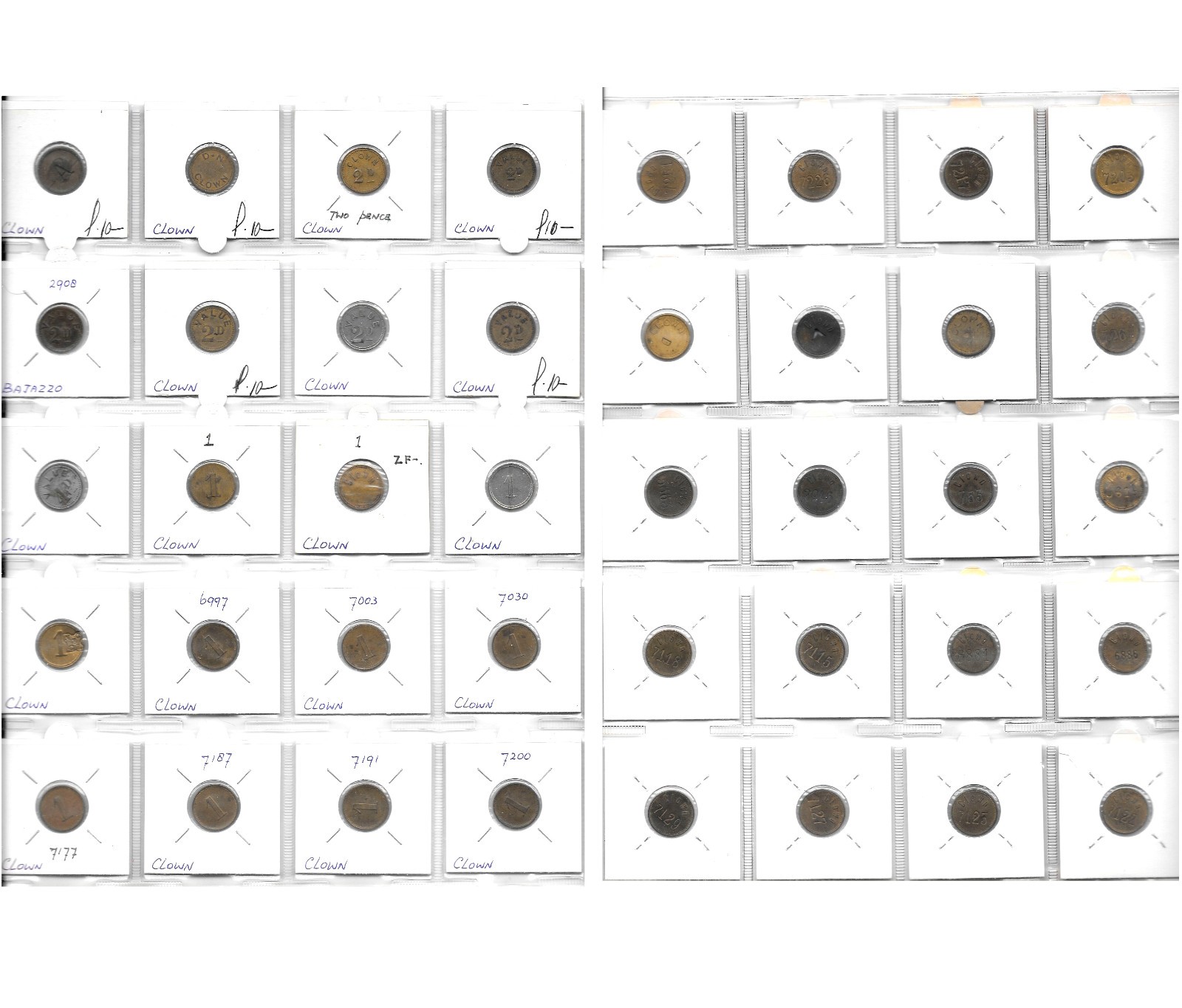 Lot of 20 Early “CLOWN” Amusement / Arcade Tokens – c.1905–1924. F12