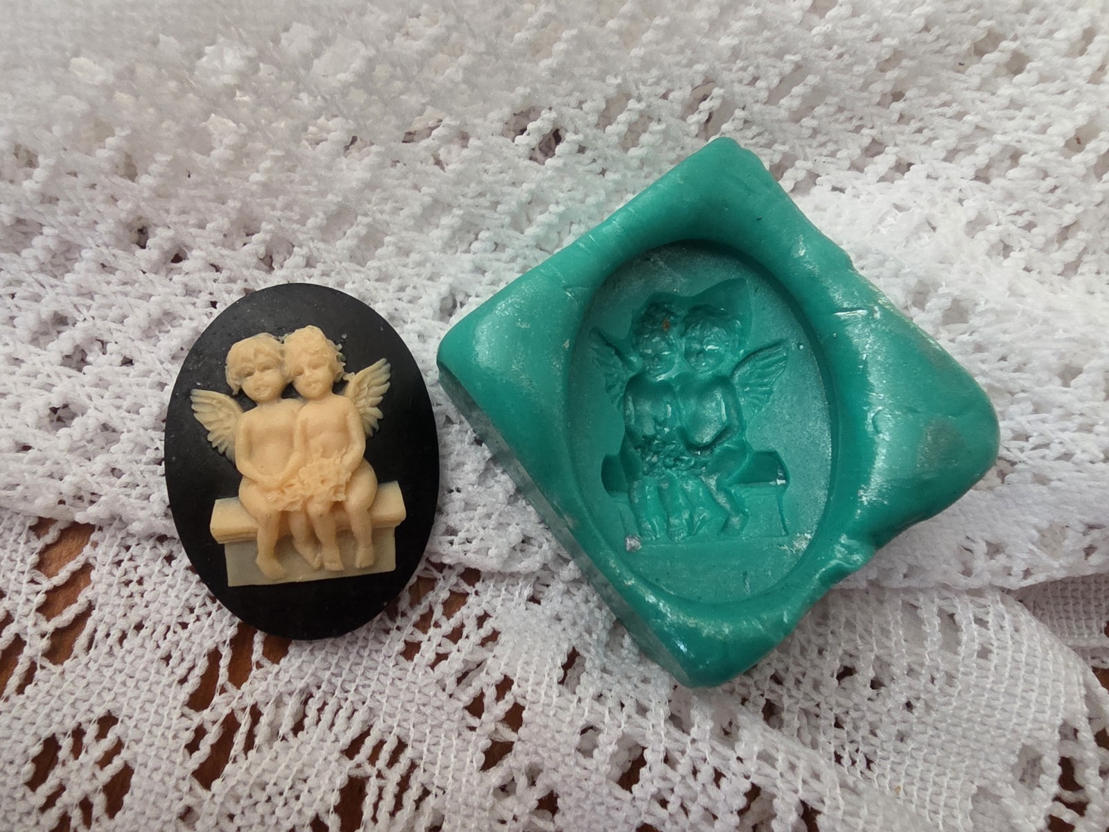 Two Fairy Children Cameo Mold, Jewelry Making For Resin / Polymer Clay