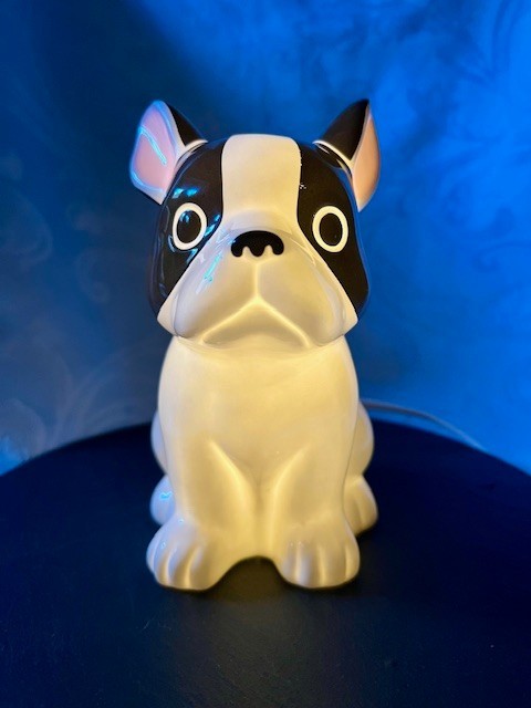 French Bull Dog Black and White Ceramic Night Light