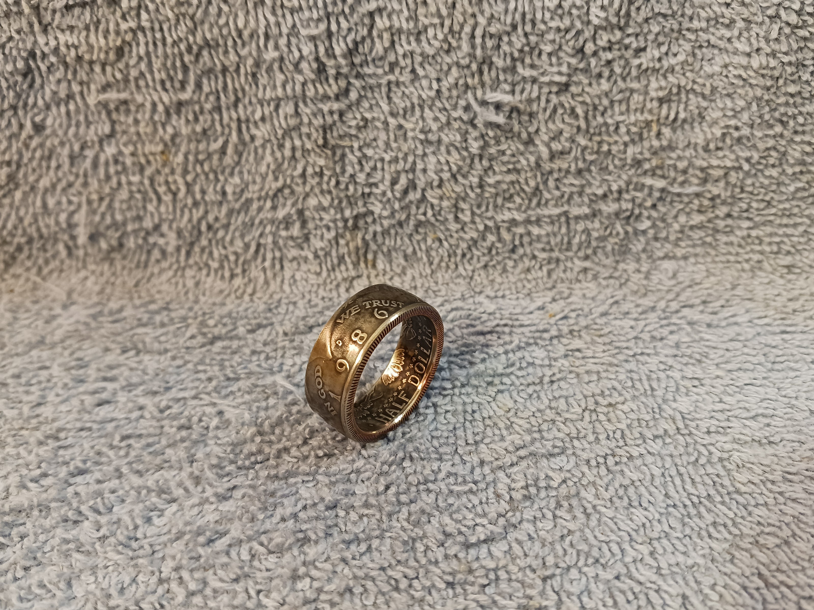 1986 Kennedy Half Dollars  size 10 -1/2 coin ring  handmade mixed metals