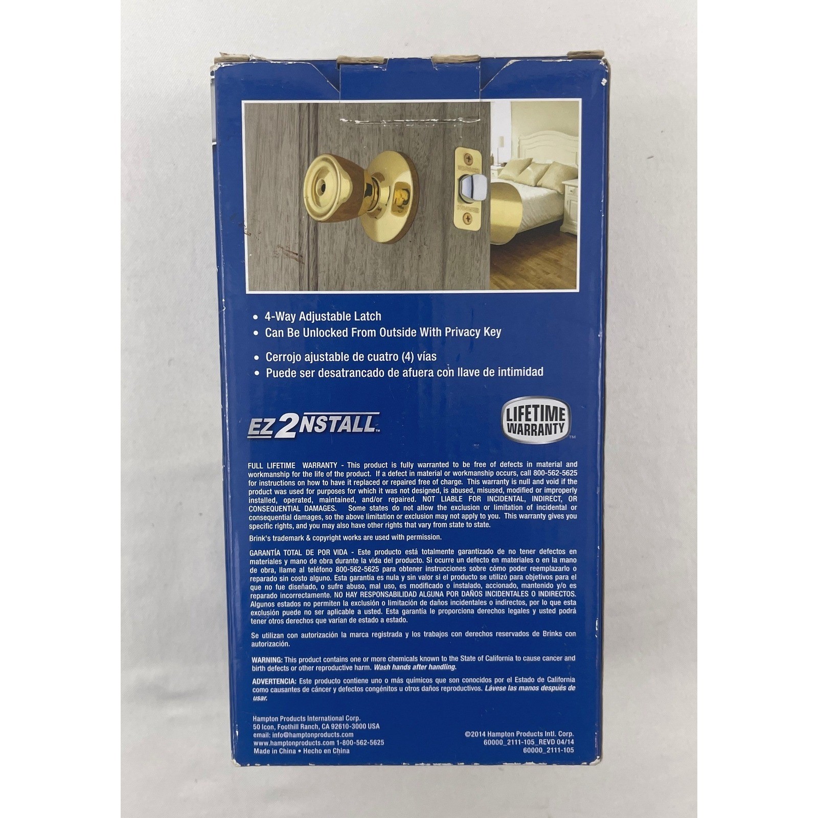 Brinks 2111-105 Interior Locking Bell Knob Polished Brass Heavy Duty Privacy