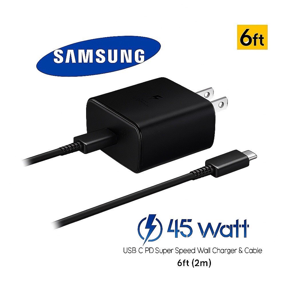 Original 45W USB C Fast Wall Charger 6FT Cable For Samsung S25 S24 S23 S22 Ultra
