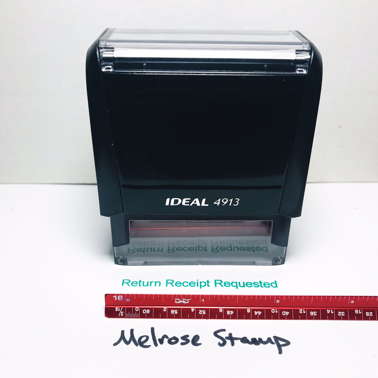 Return Receipt Requested Rubber Stamp Green Ink Self Inking Ideal 4913
