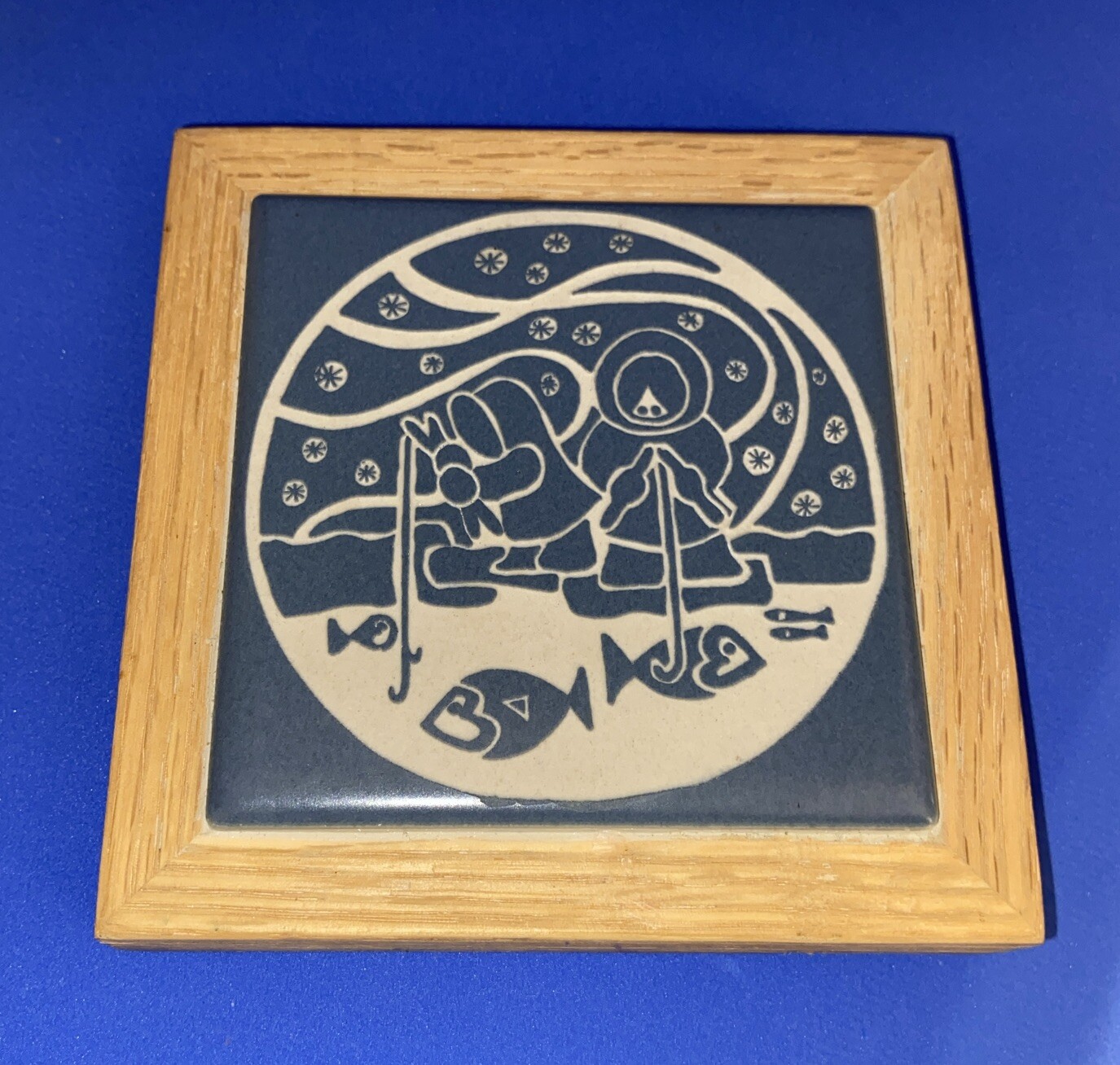 Meredith Mark Eskimo Design Handcrafted Art Tile Trivet 1989