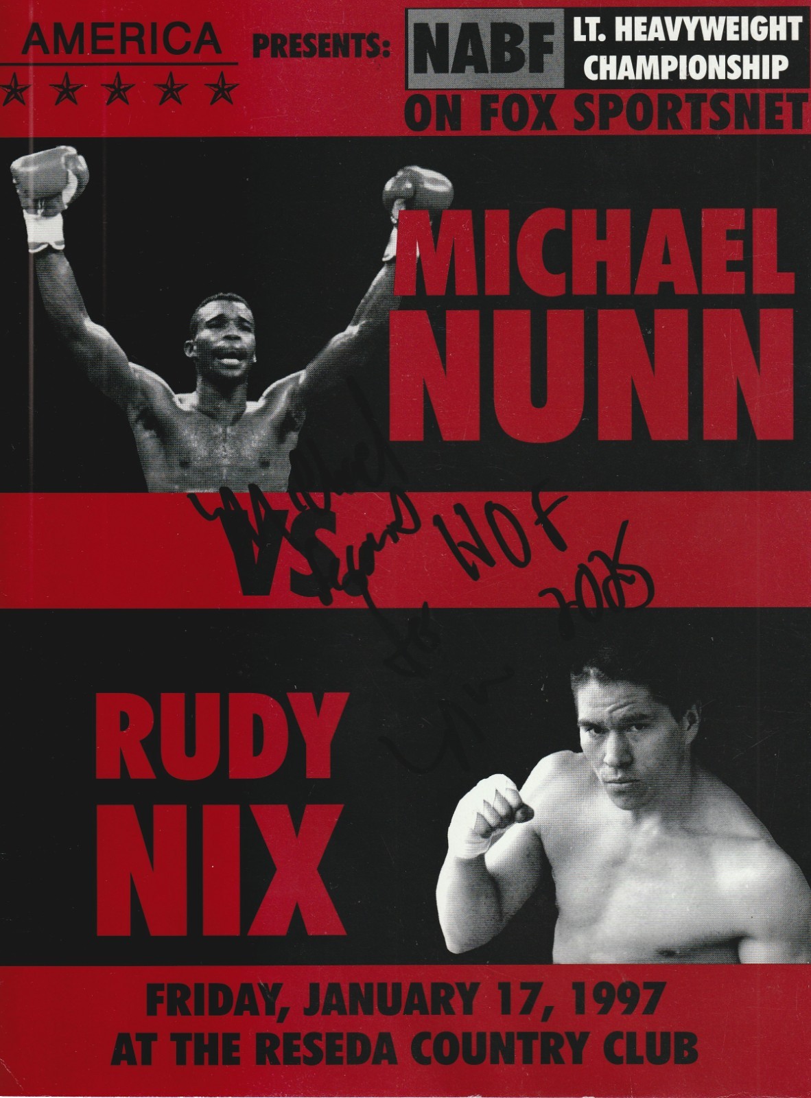MICHAEL NUNN vs RUDY NIX AUTOGRAPHED ONSITE BOXING PROGRAM JANUARY 17, 1997