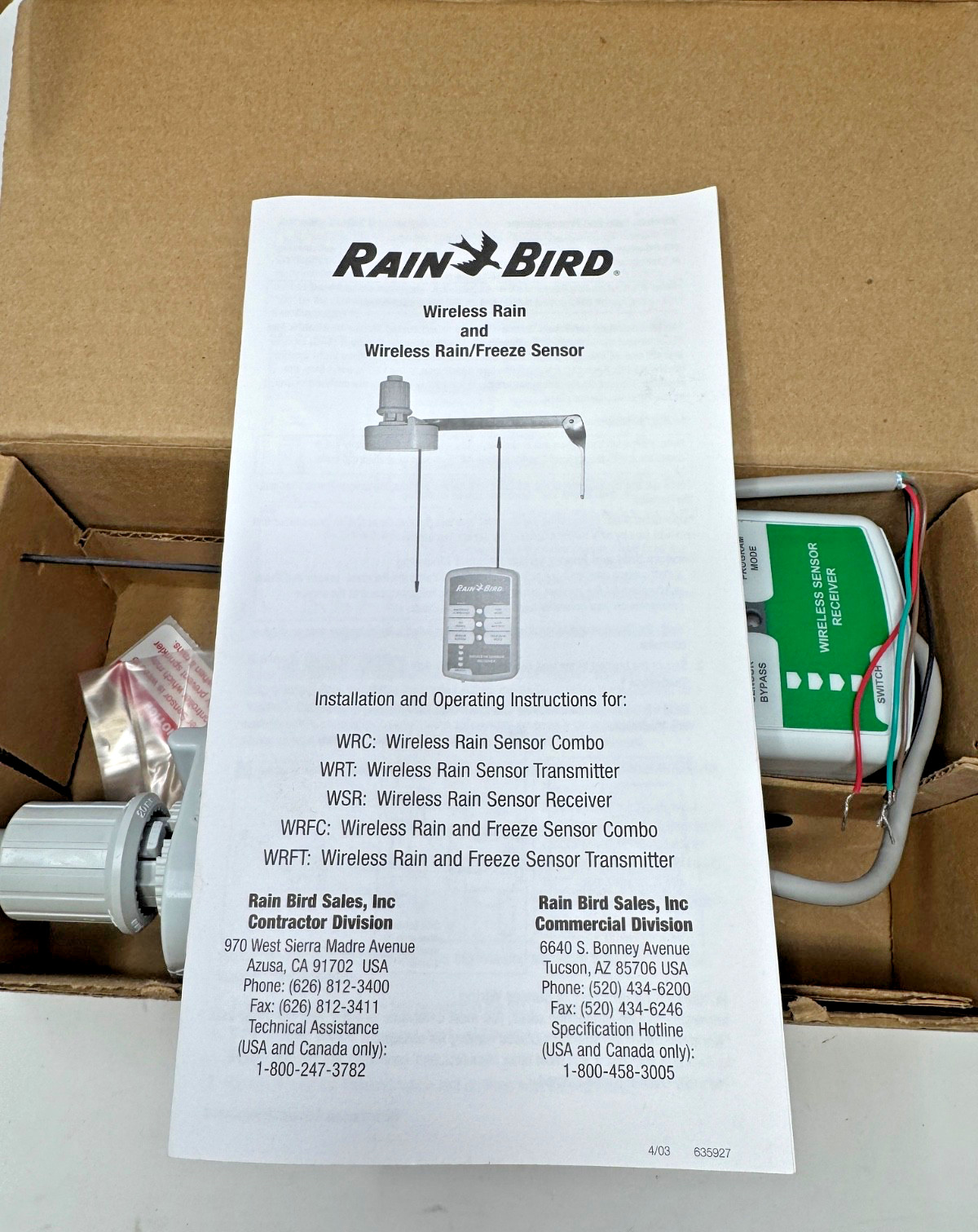 Rain Bird WR2 Series Wireless Rain & Wireless Rain/Freeze Sensor Combo