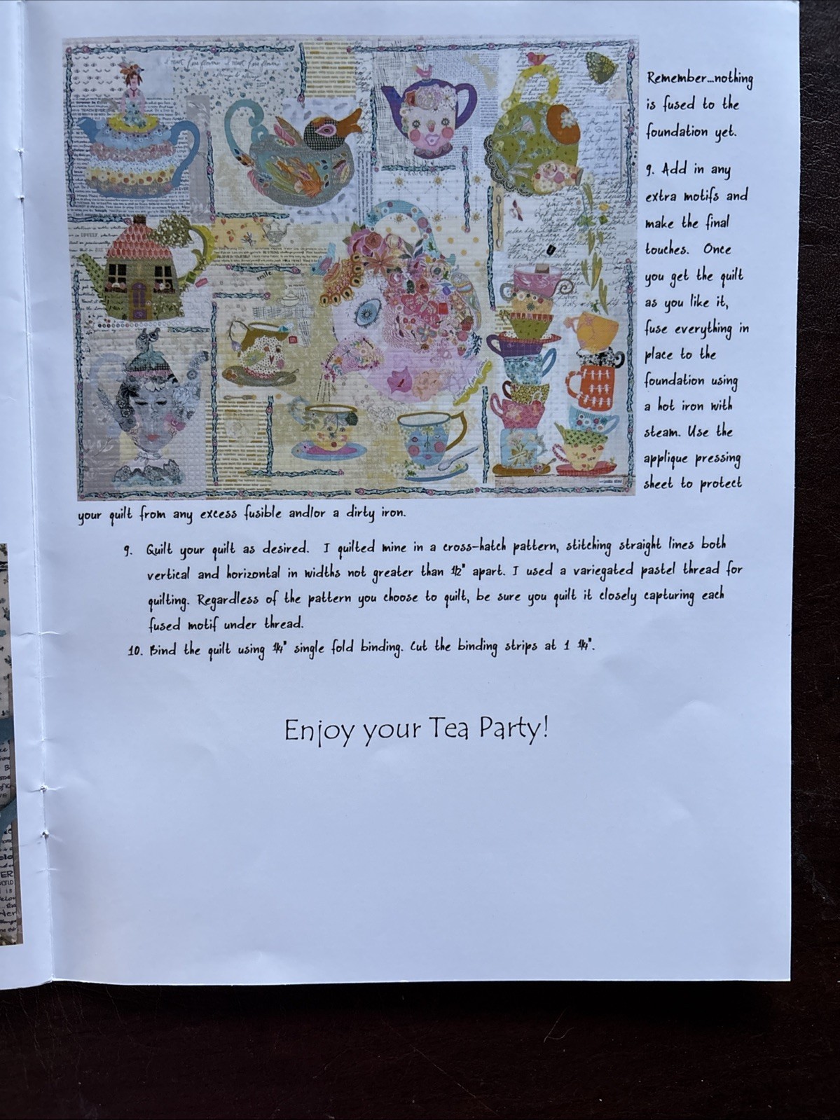 TEA PARTY ~ PATTERN by Laura Heine ~ 38" H x 48" Uncut Pattern.