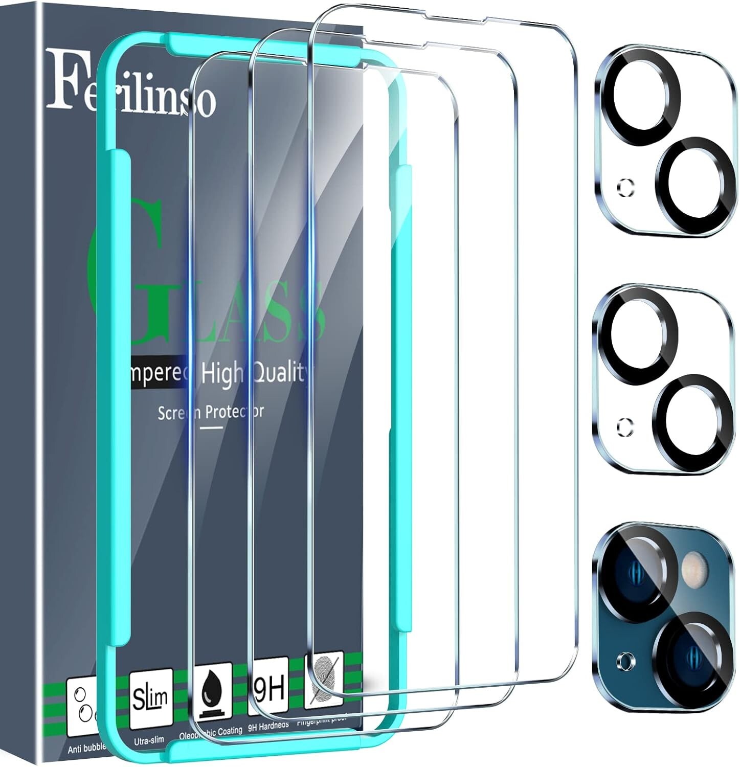 3 Pack Screen Protector for Iphone 14 / Iphone 13 with 2 Pack Tempered