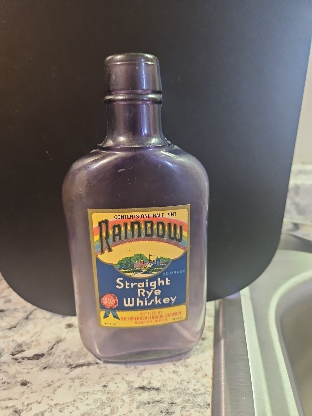 Vinage Rainbow 90 Proof Straight Rye Whiskey Purple Decoration Bottle