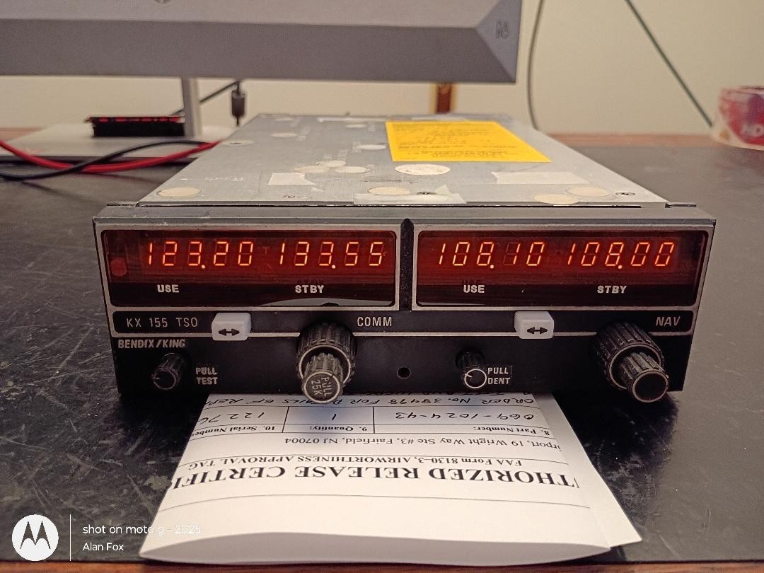 KX155 NAV/COM 28V 069-1024-43  w G/S  Fresh 8130-3 and yellow tag (011/2025)