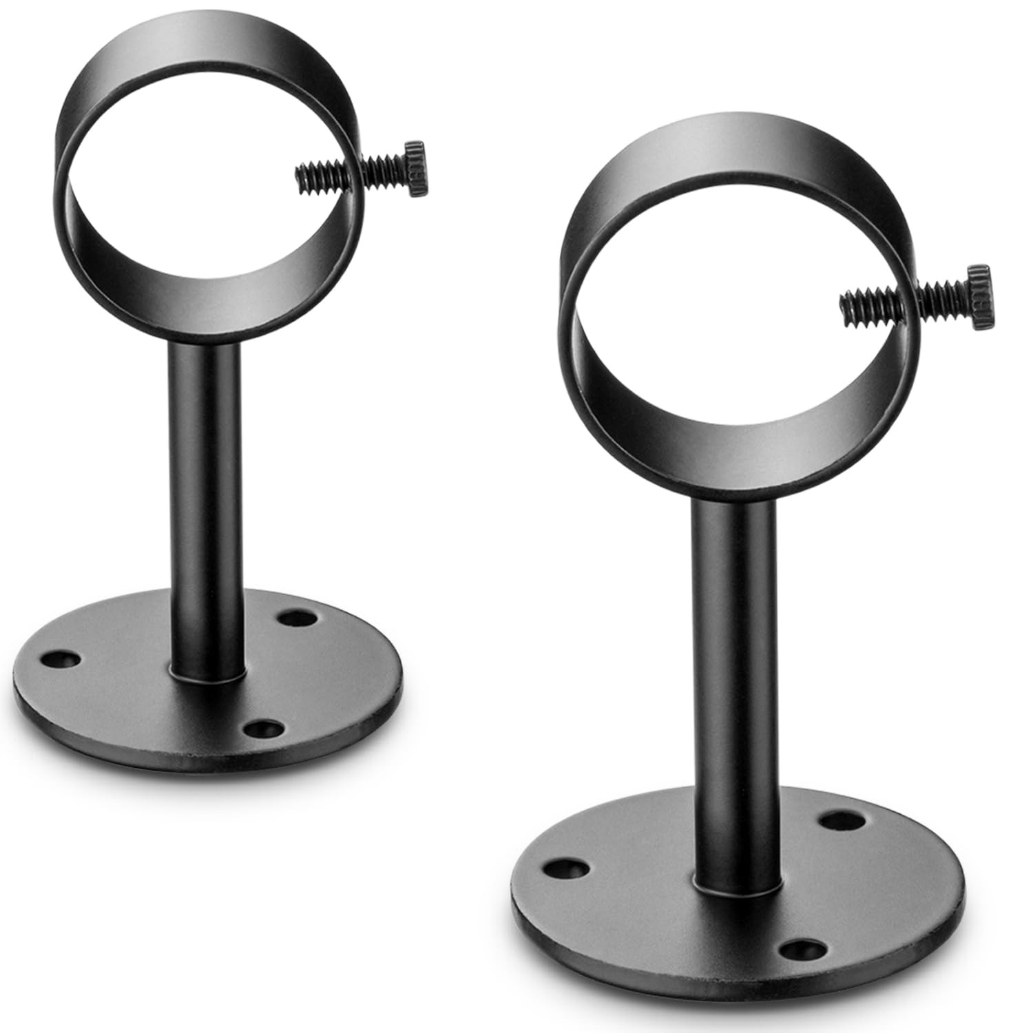 Ceiling Curtain Rod Brackets - 2 Pack, Ceiling Mounted Curtain Rod Hooks Black