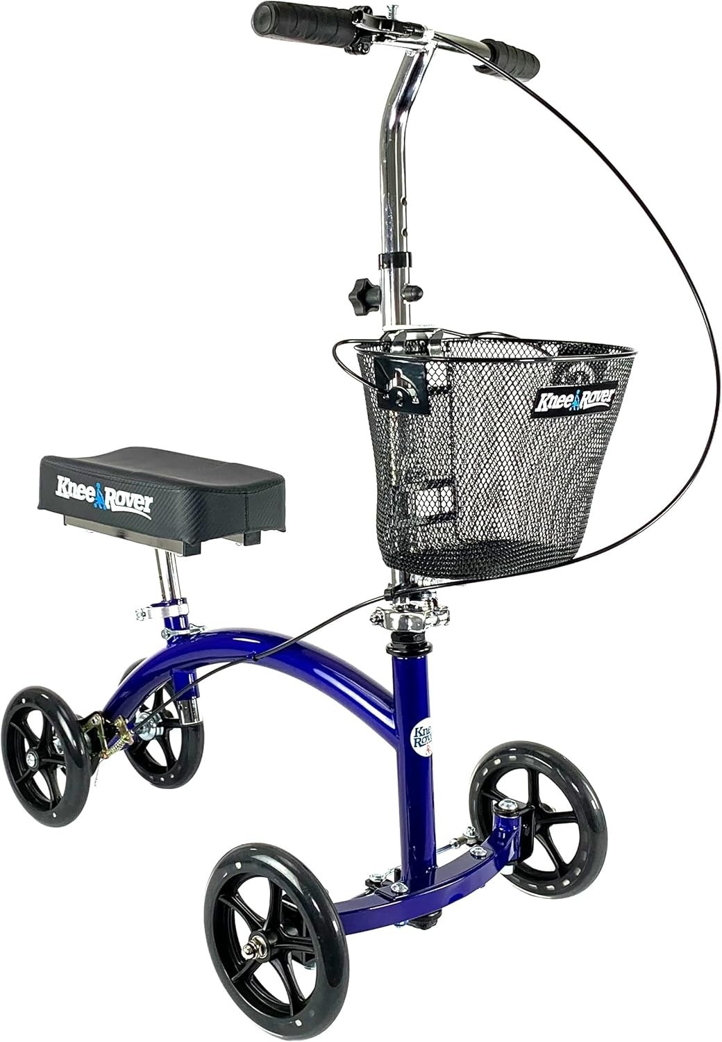 KneeRover Deluxe Steerable Knee Cycle Walker Scooter Crutch - Blue Adjustable