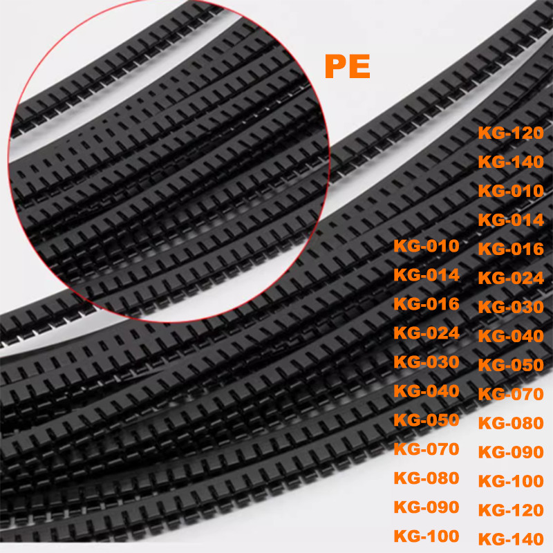 10M U Slot Tooth Cable Wire Guard Sleeve PE Black Protecting Sleeve KG Series